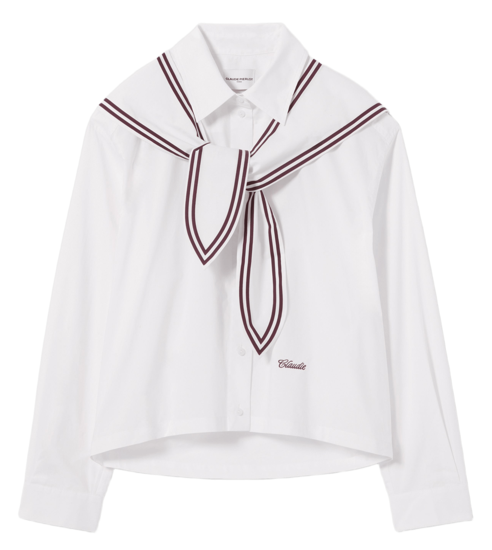 Rechte bloes van katoen met klassieke kraag CLAUDIE PIERLOT Beige