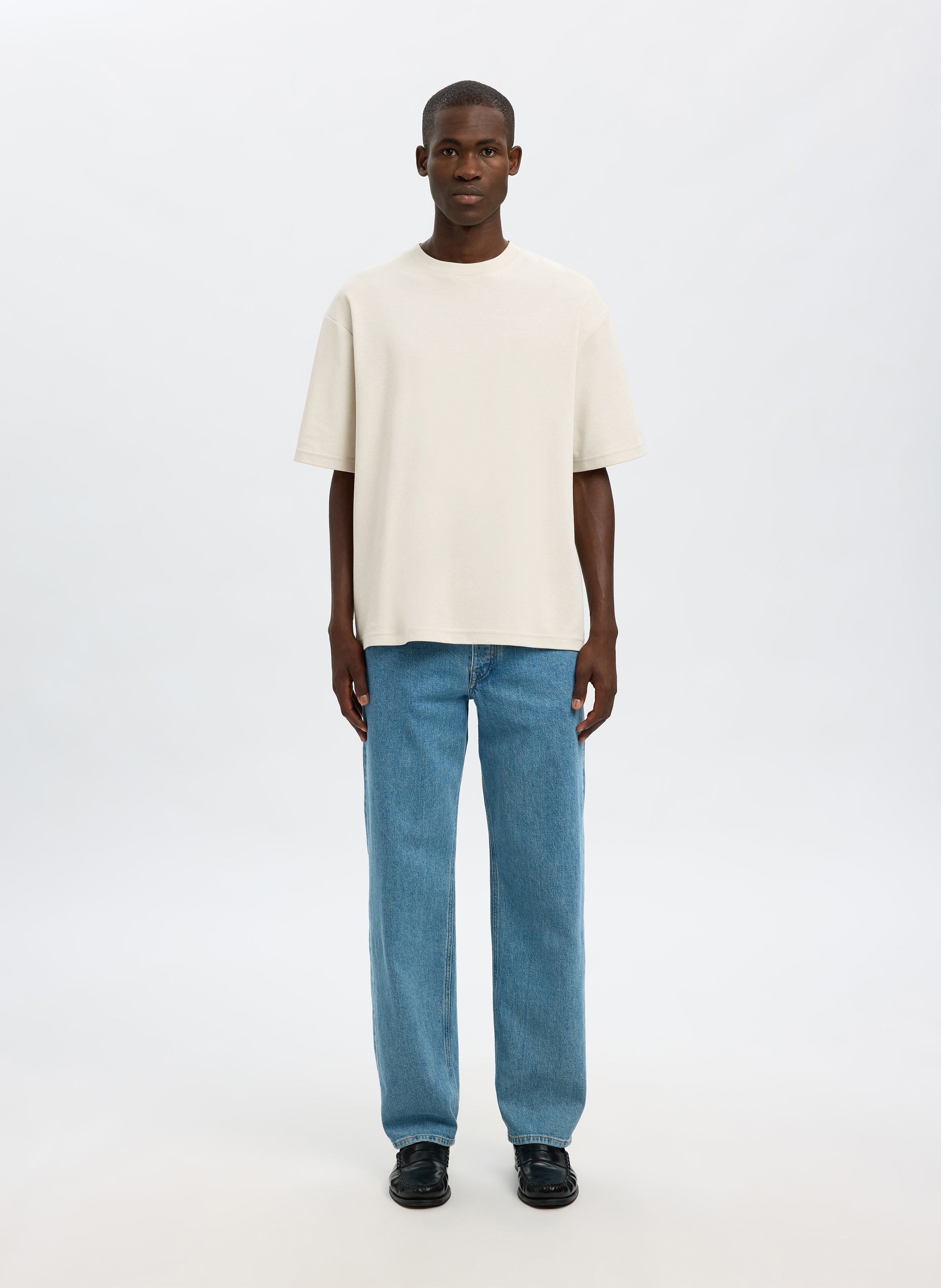 Oversize T-Shirt aus Bio-Baumwollmischung SELECTED Beige