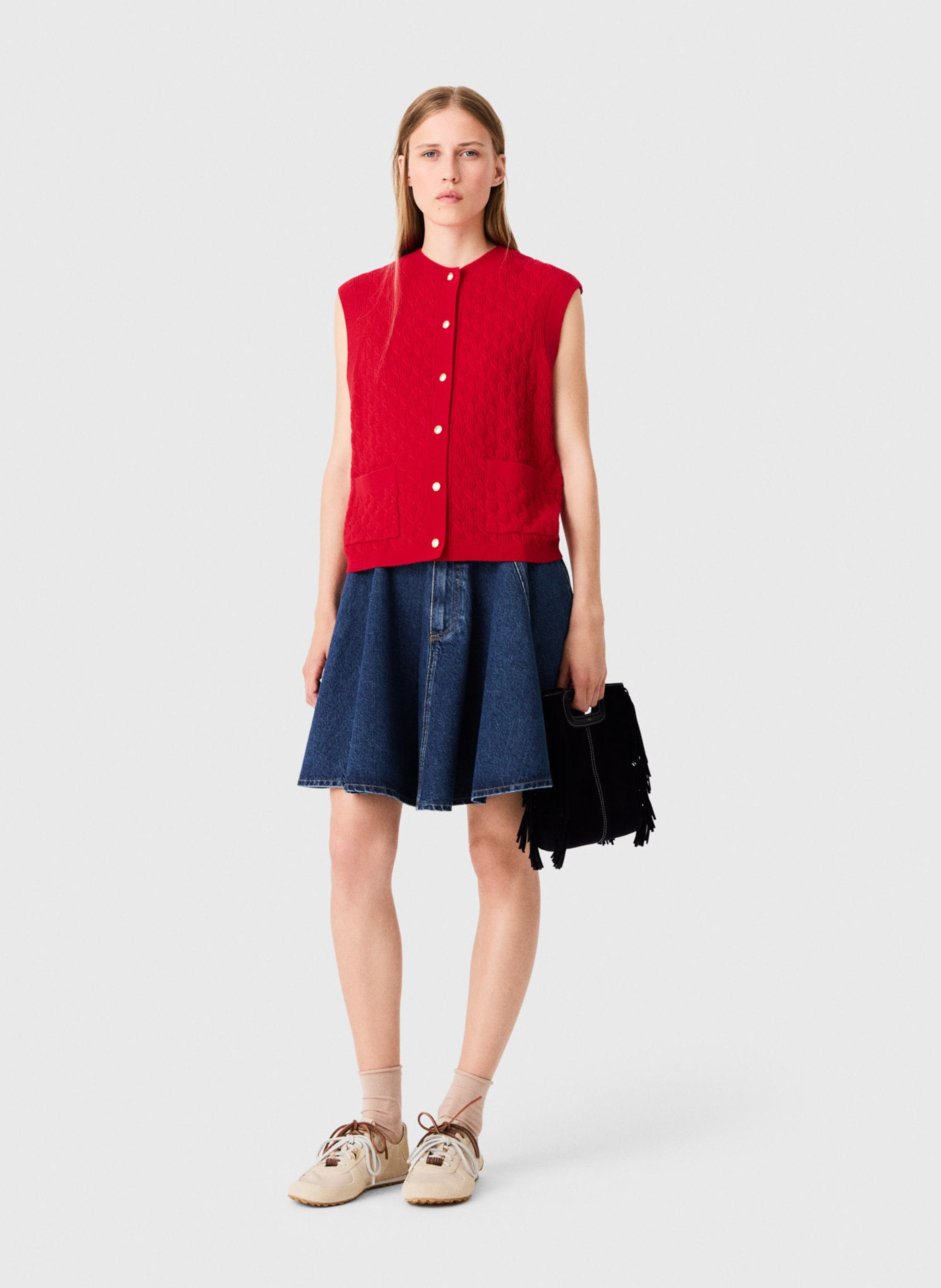 Cardigan en laine et cachemire MAJE Rouge