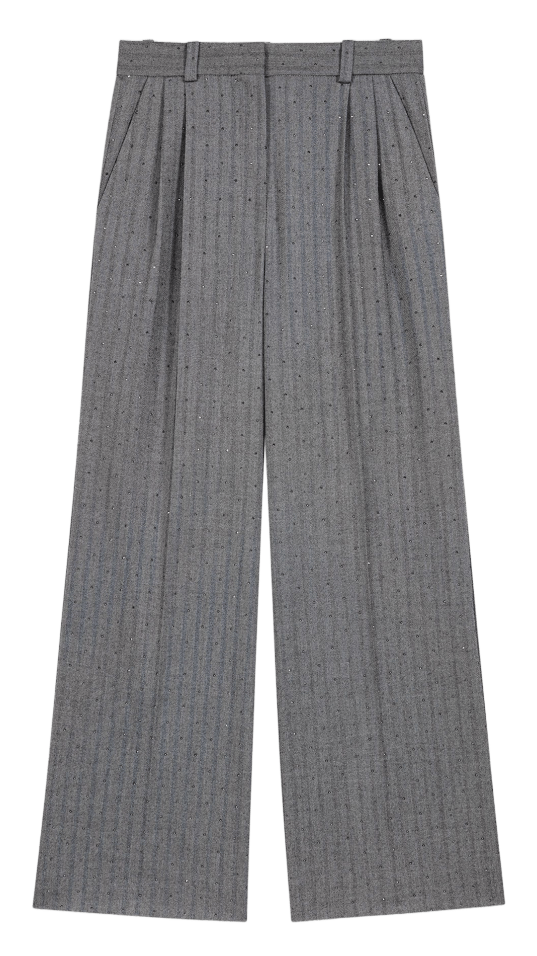 Wijde broek met plooien en lovertjes MAJE Grijs