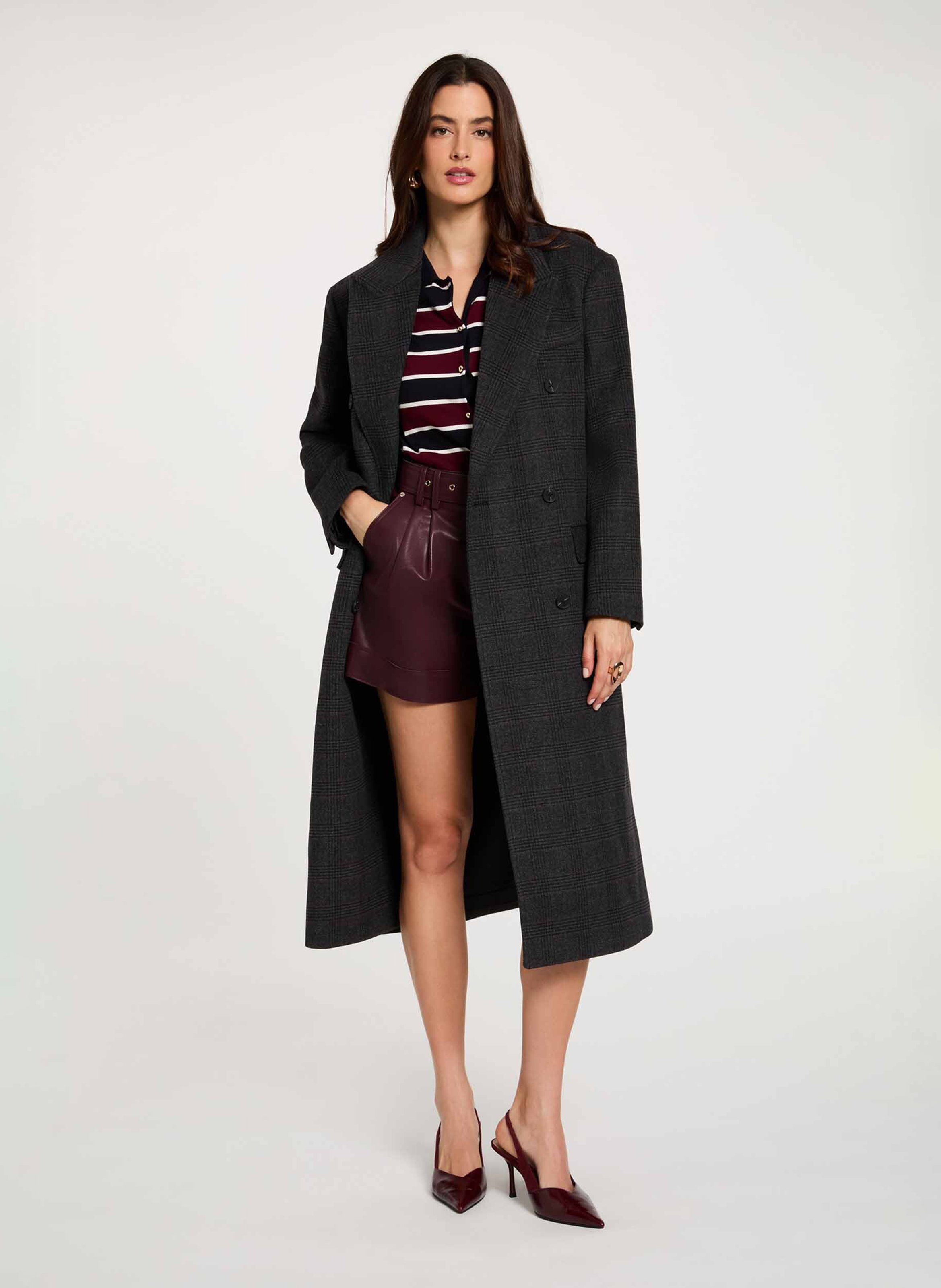 Long buttoned coat with patterns MORGAN Multicolored