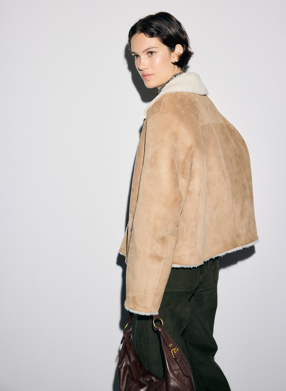 Straight leather coat with classic collar GERARD DAREL Brown