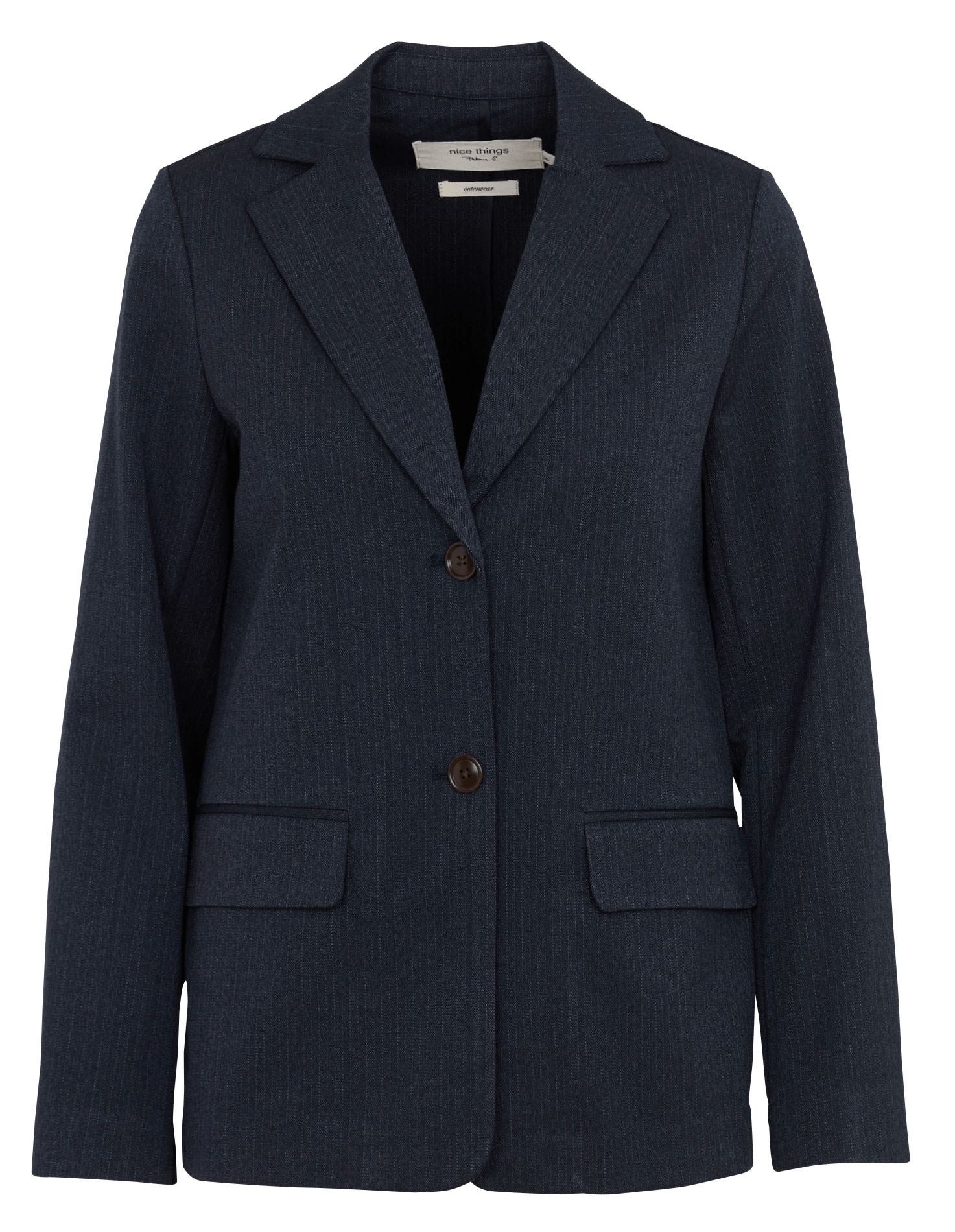 Rechte gestreepte katoenmix blazer NICE THINGS Blauw