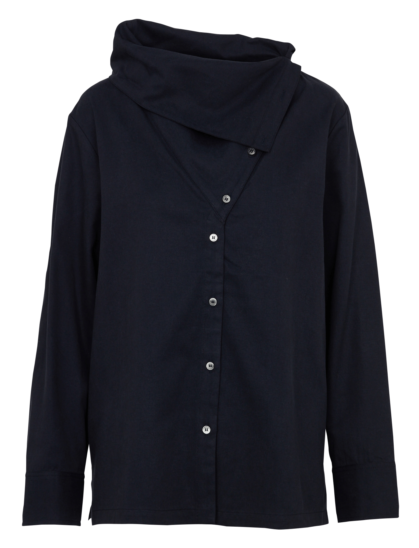 Chemise ample col asymétrique en coton mélangé RUE DE TOKYO Bleu