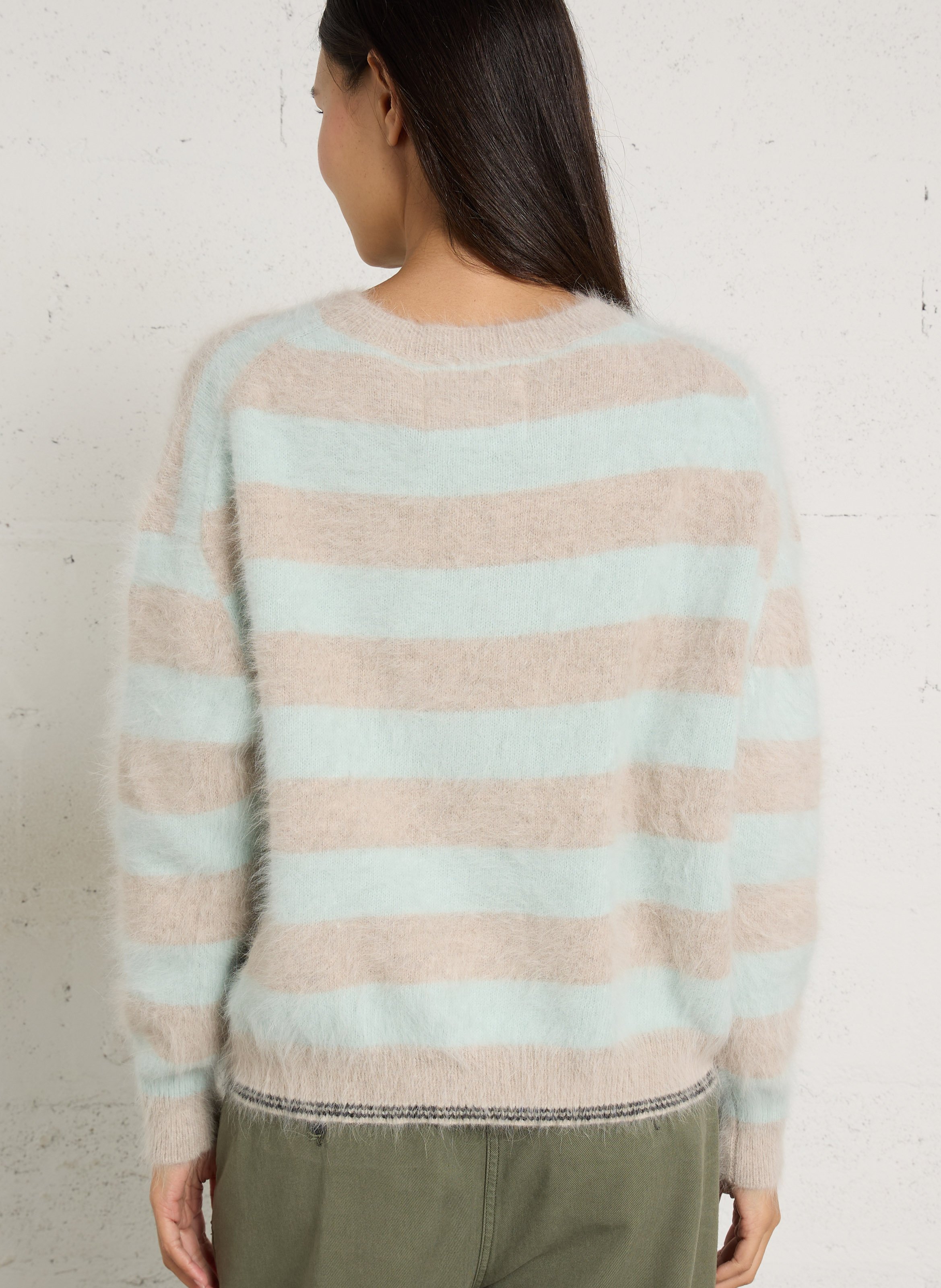 Striped oversized sweater in a blend of angora BELLEROSE Blue