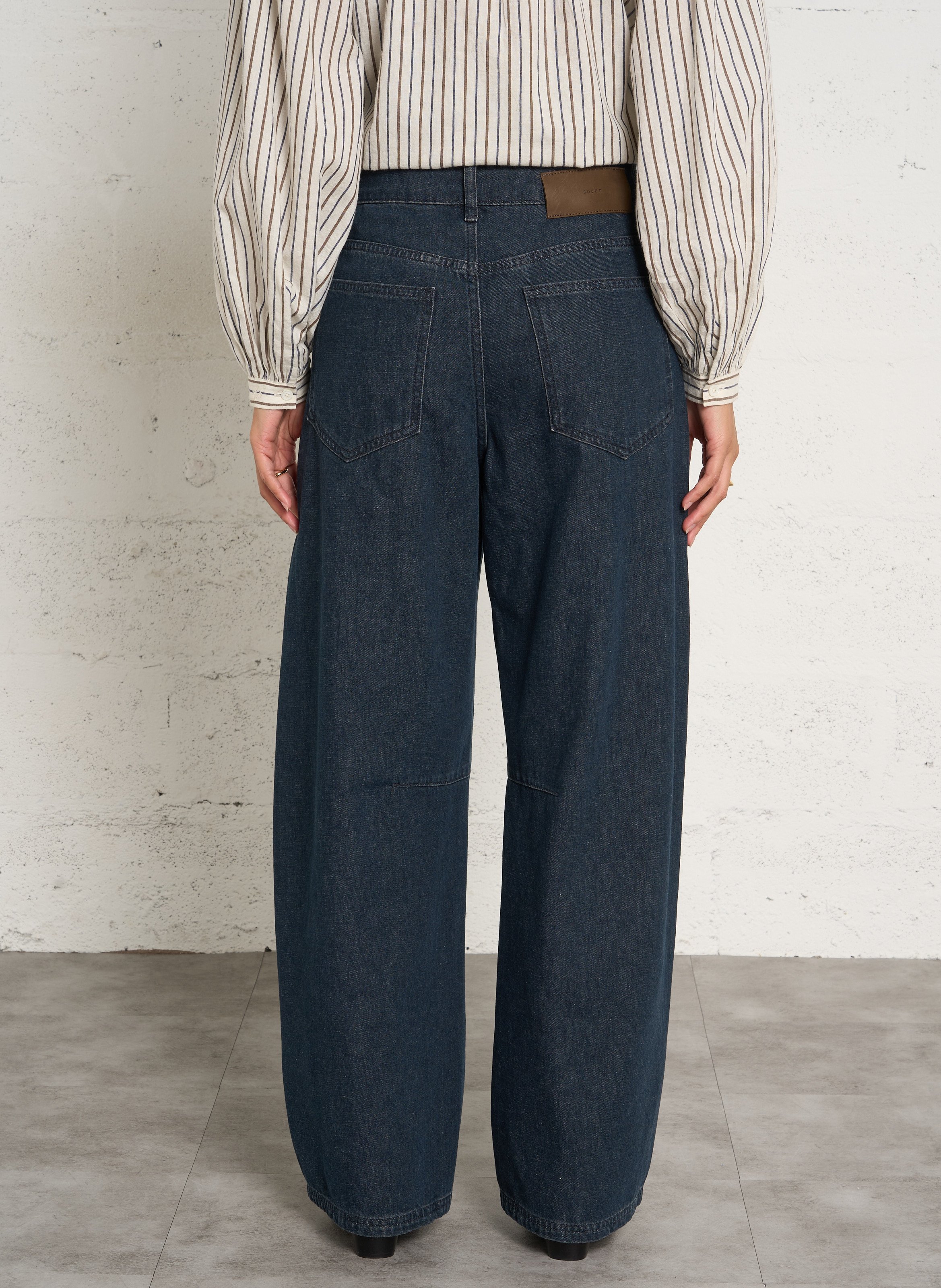 Jean barrel en coton recyclé mélangé SOEUR Bleu