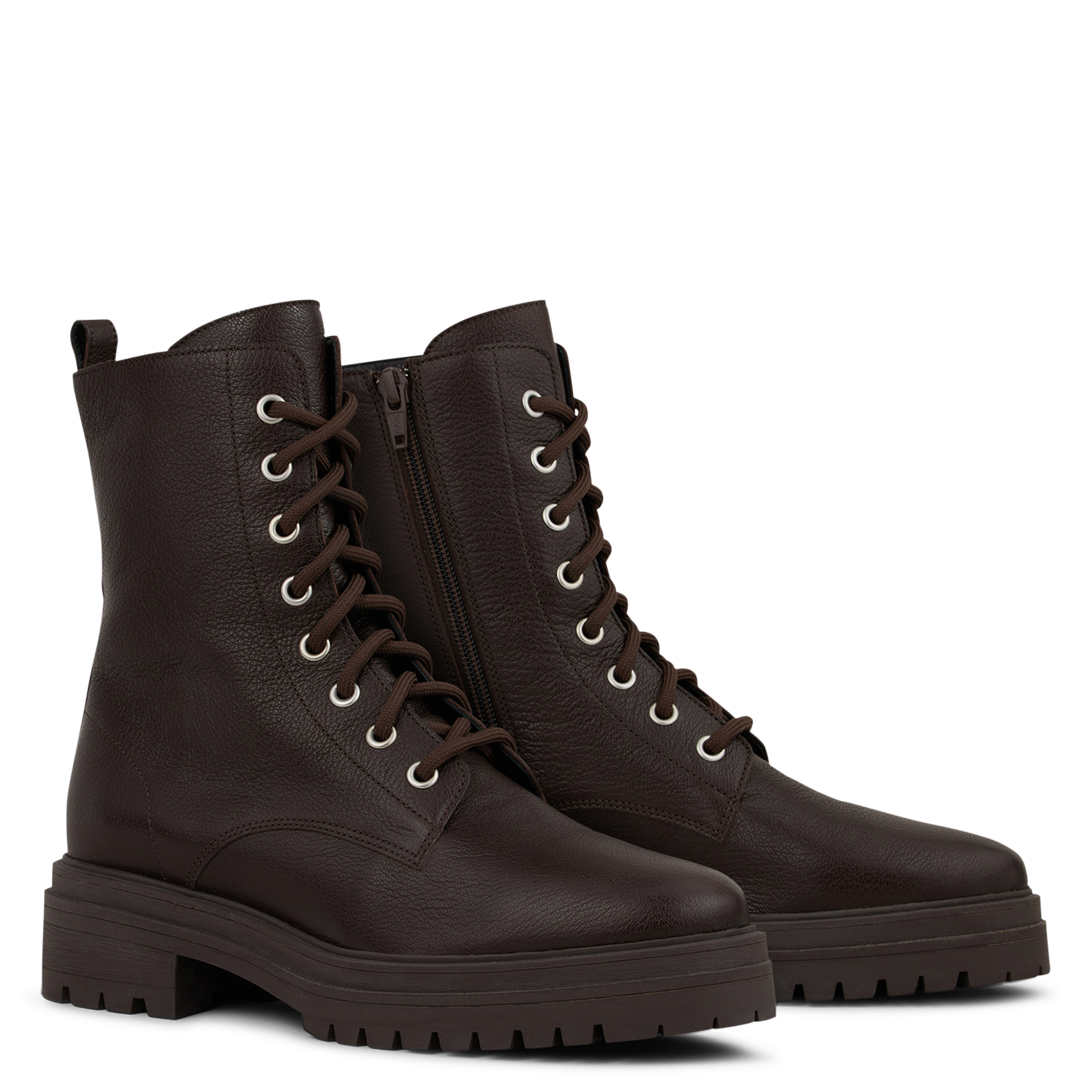 Unifarbene Schnürstiefeletten aus Leder BA&SH Braun
