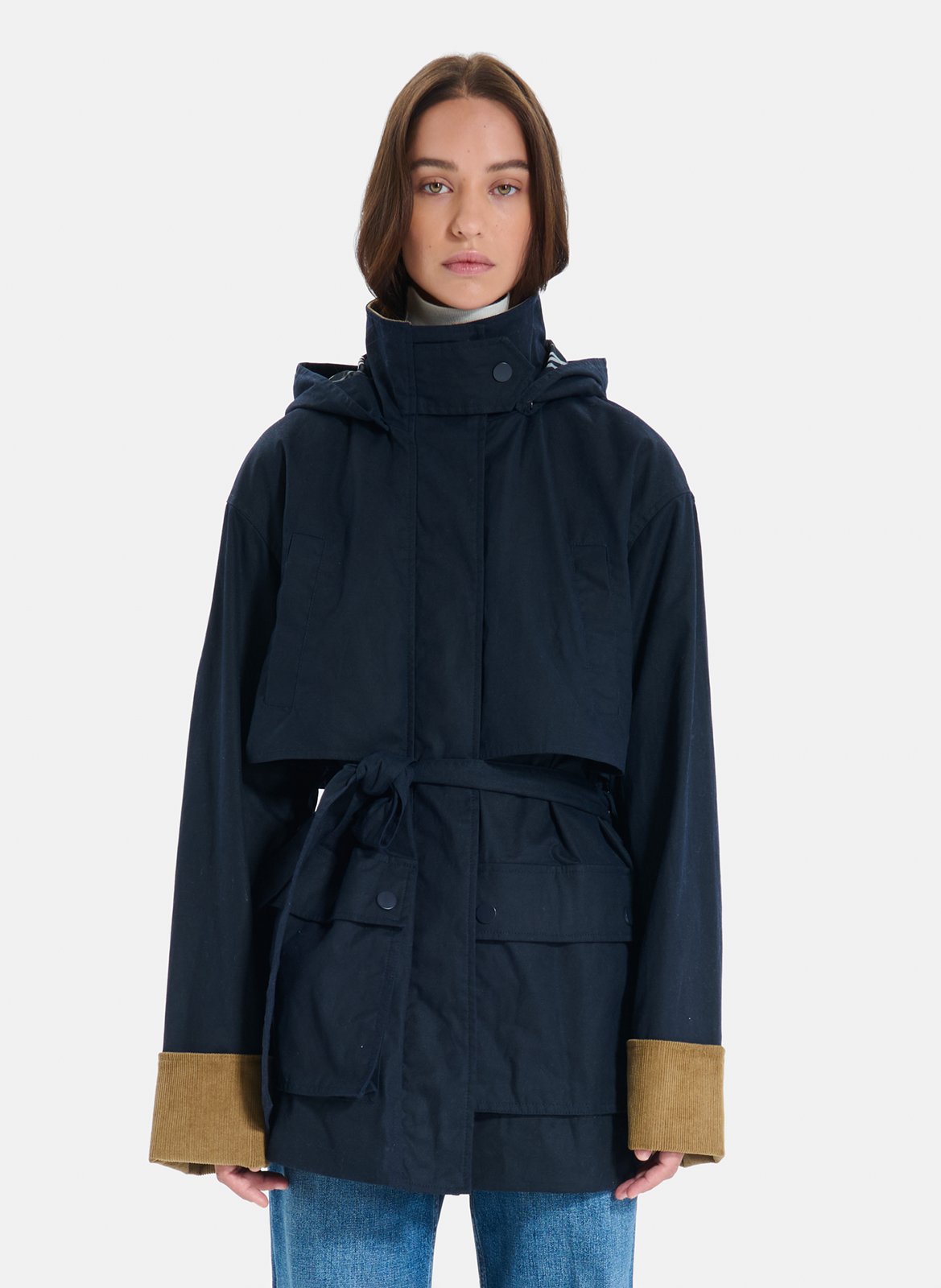 Nauwsluitende, katoenen trenchcoat ZAPA Blauw