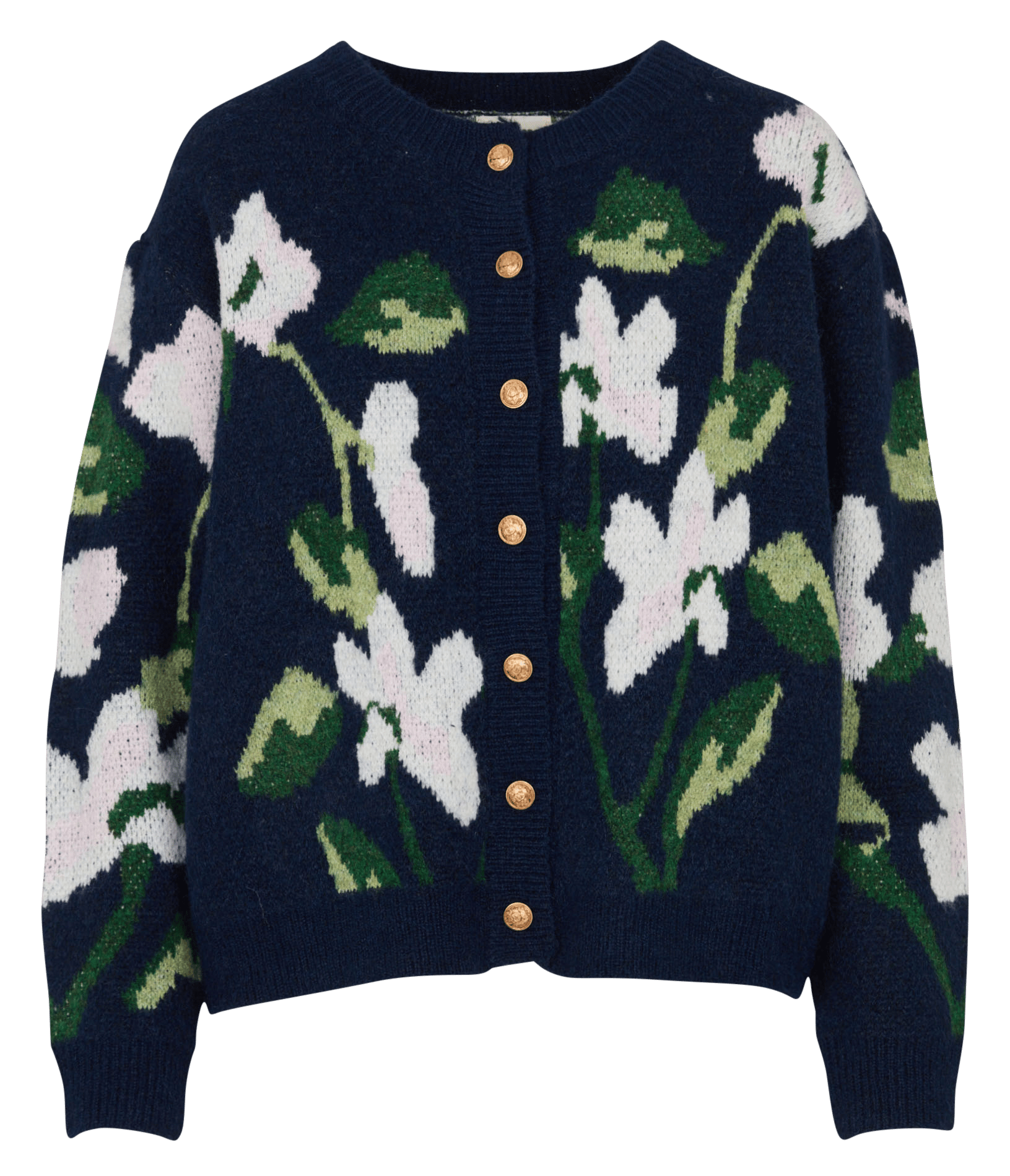 Relaxed-fit round-neck printed cardigan THE KORNER Blue