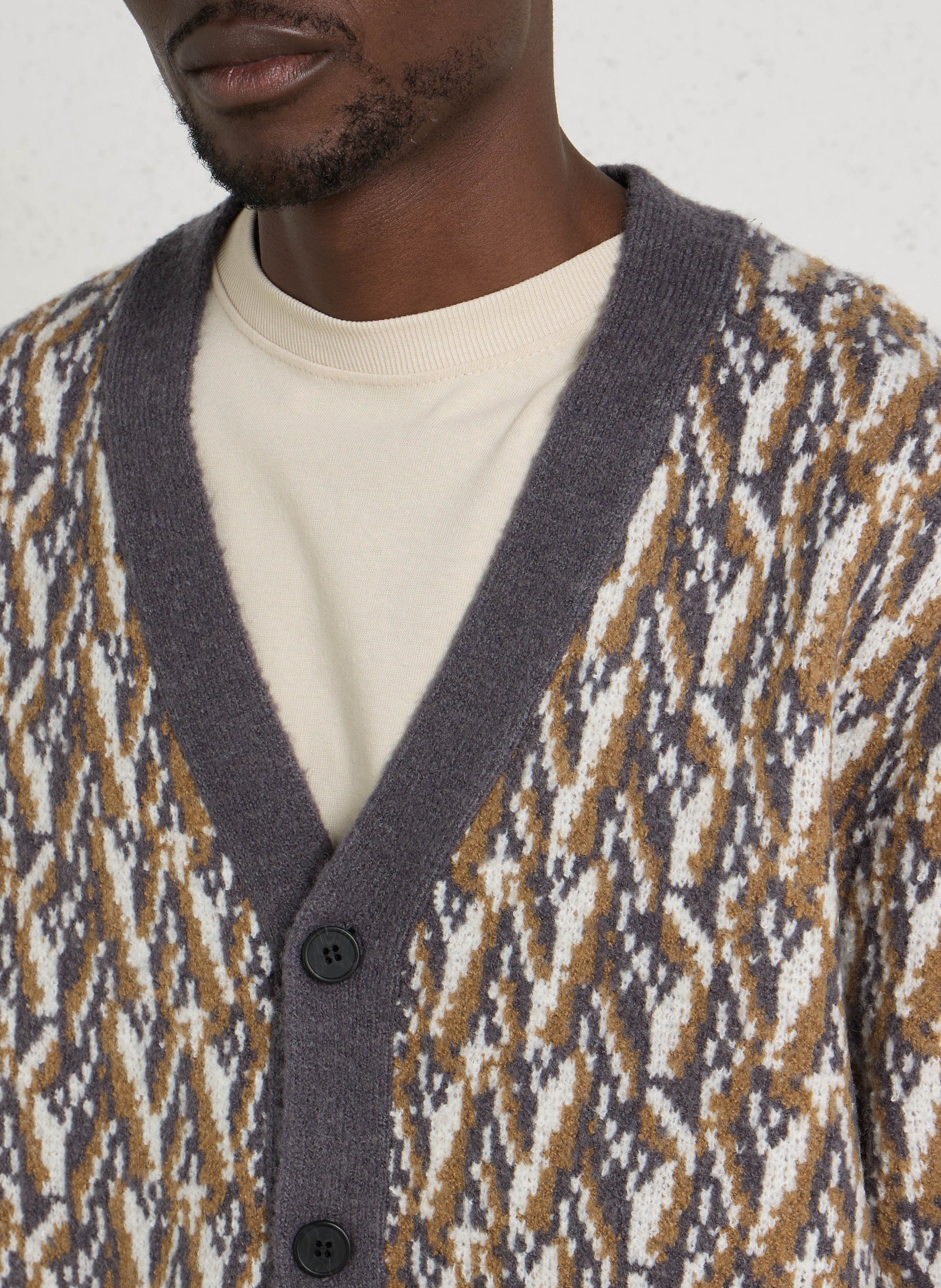 Getailleerde jacquard vest met V-hals SOLID Zilver