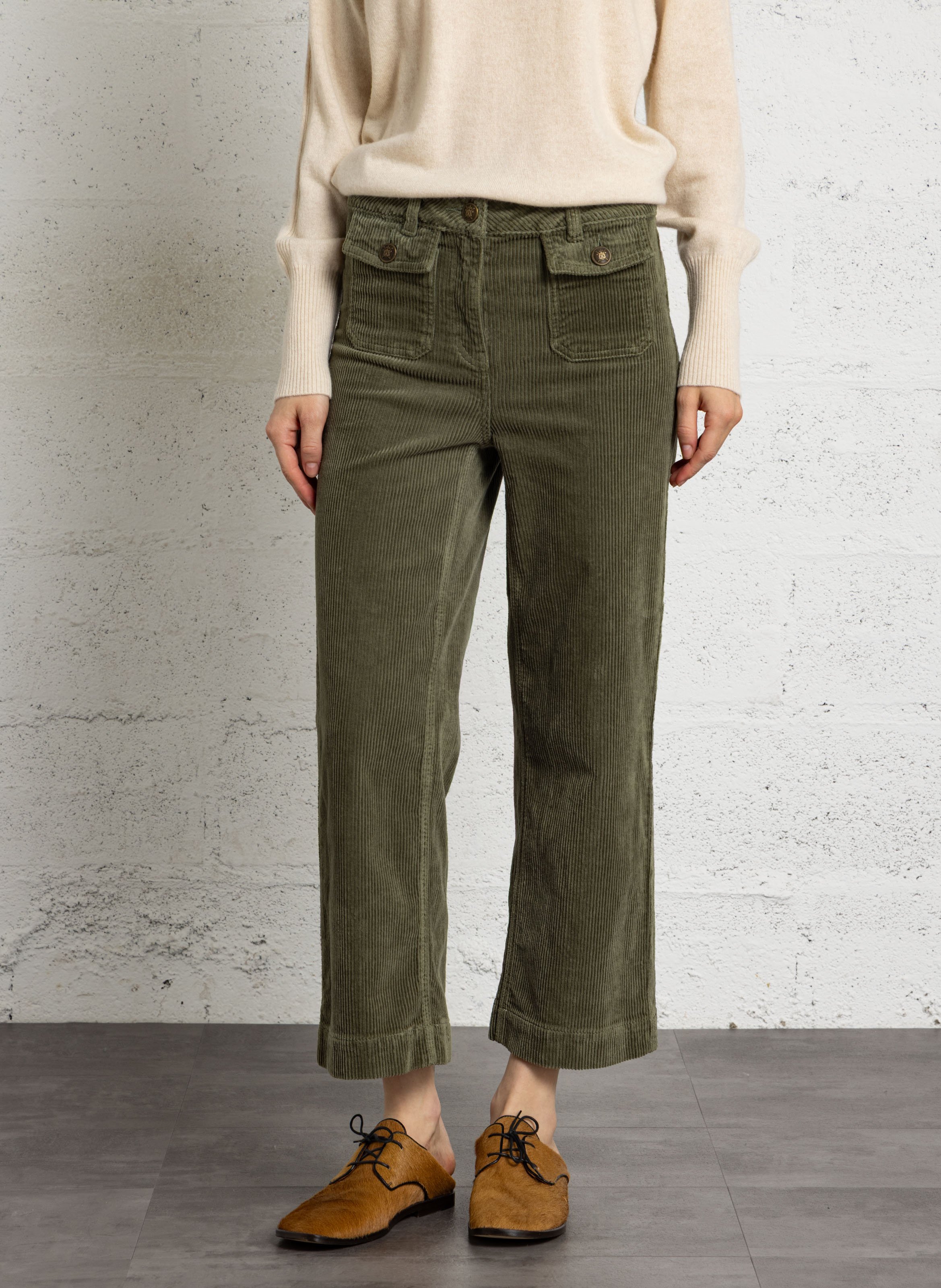 Pantalon large en coton mélangé MAISON 123 Vert