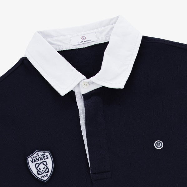 Polo rugby homme manches longues SERGE BLANCO Bleu