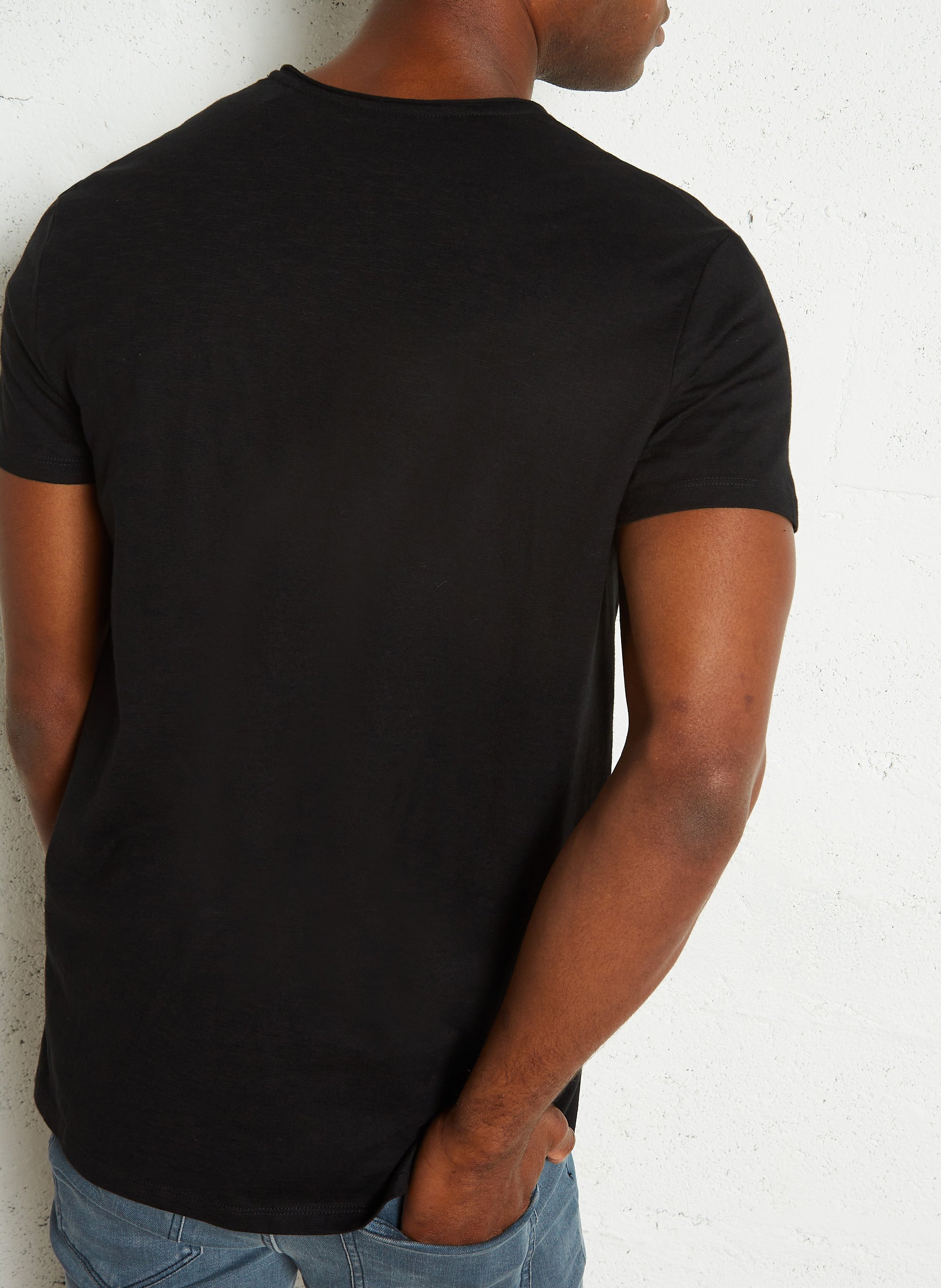 Regular-fit, katoenen T-shirt met V-hals IKKS Zwart