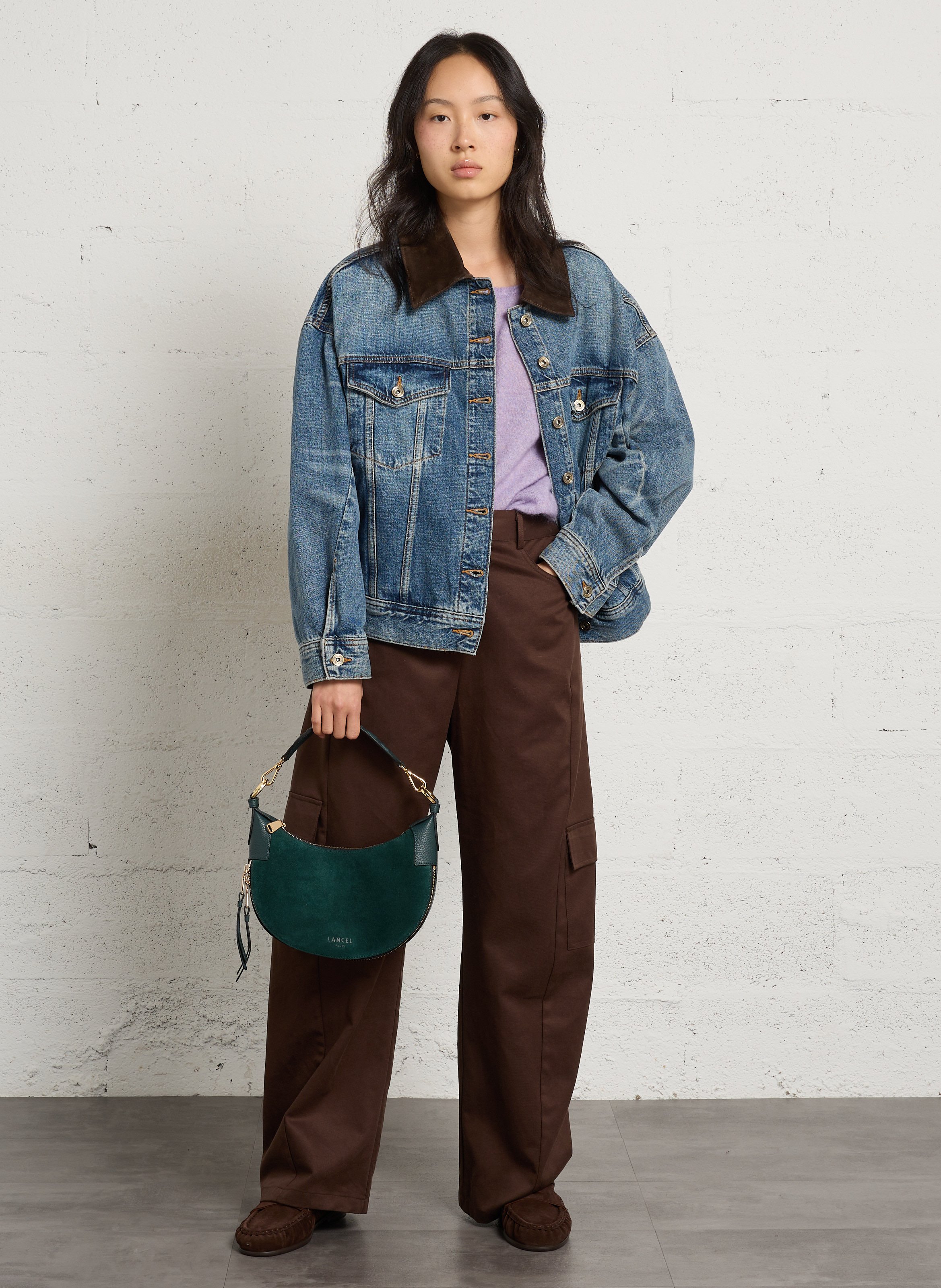 Zipped leather Hobo bag LANCEL Green