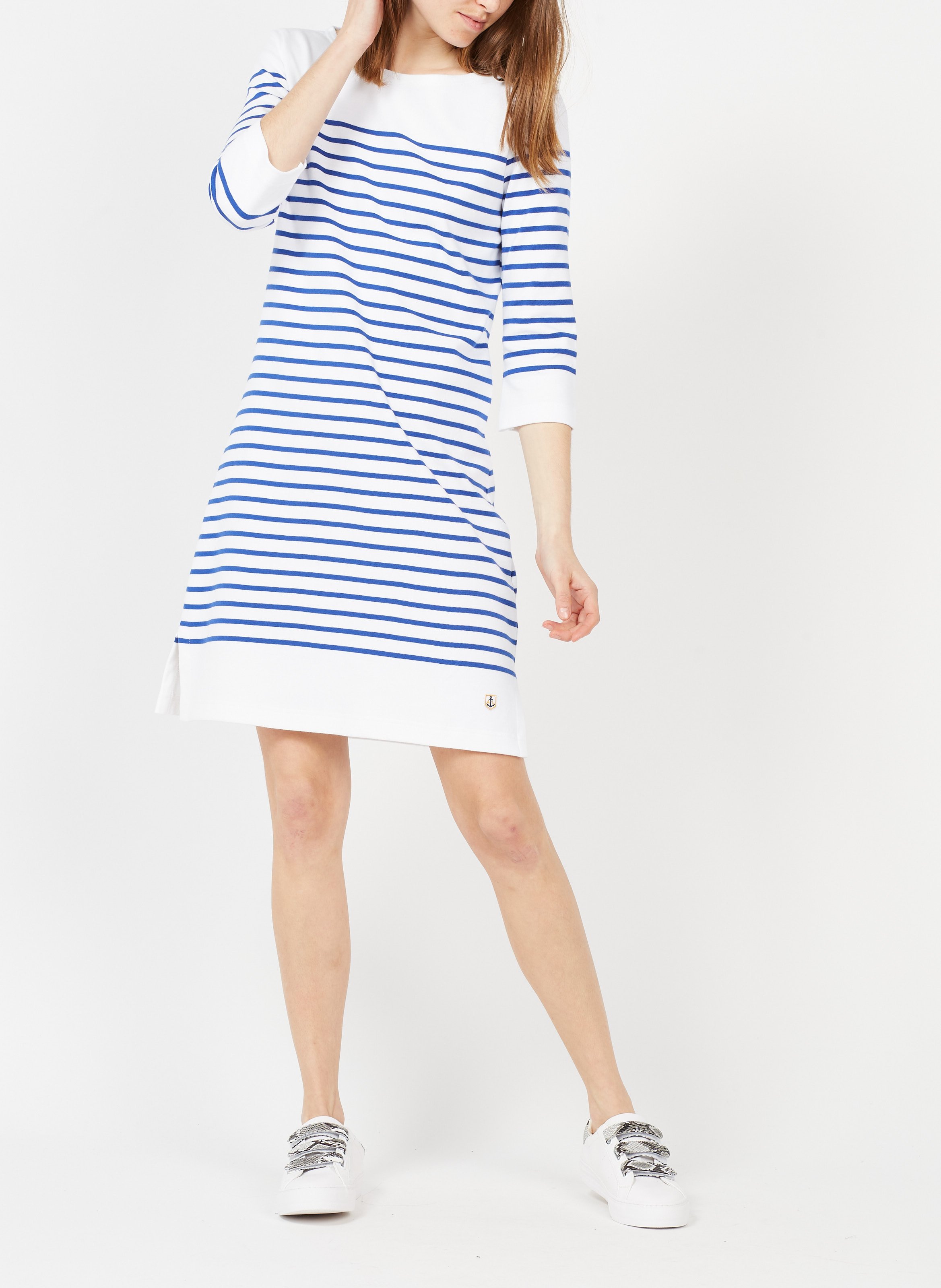 Robe col rond en coton rayé ARMOR LUX Blanc