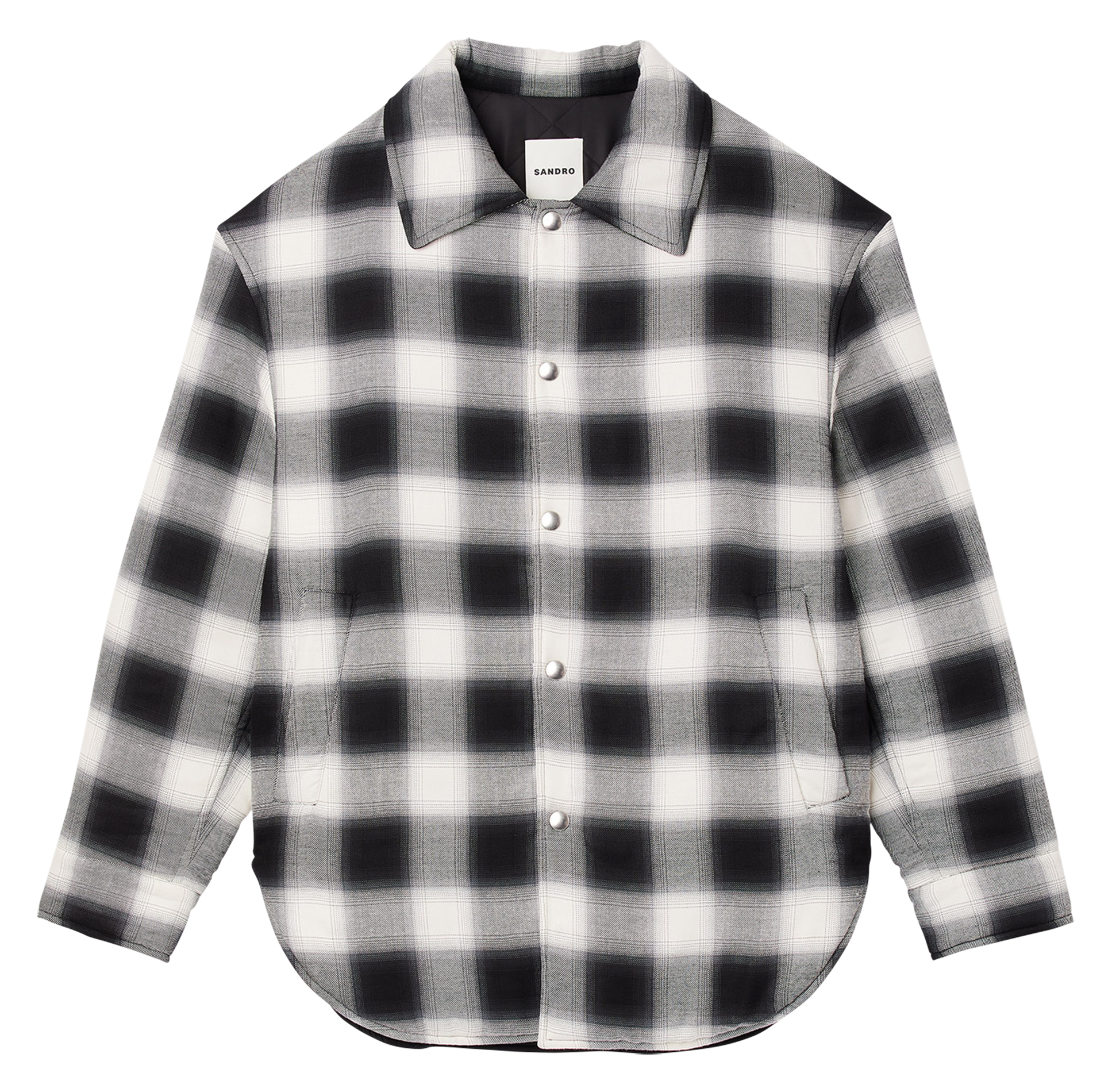 Blouson col classique matelassé à carreaux en coton NoirSANDRO