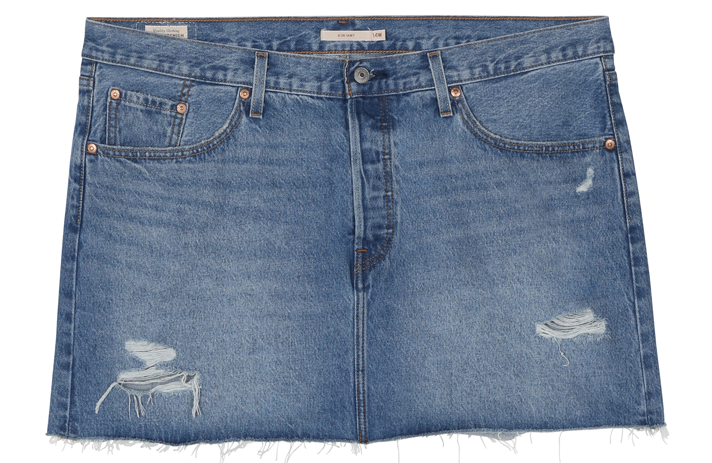 Jupe courte en denim de coton délavé LEVI'S Jean Délavé