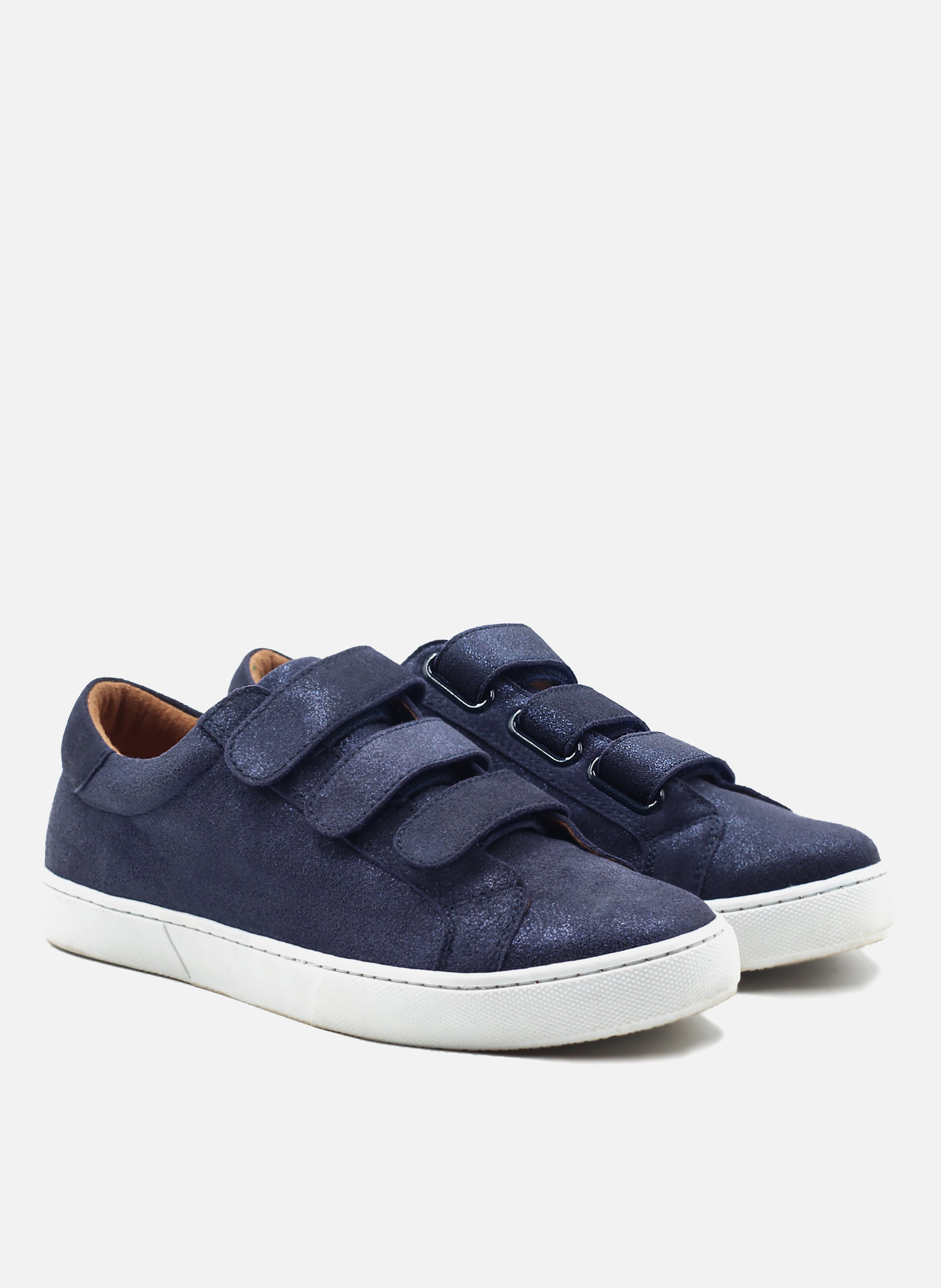 Metallic leather Velcro trainers JULES & JENN Blue