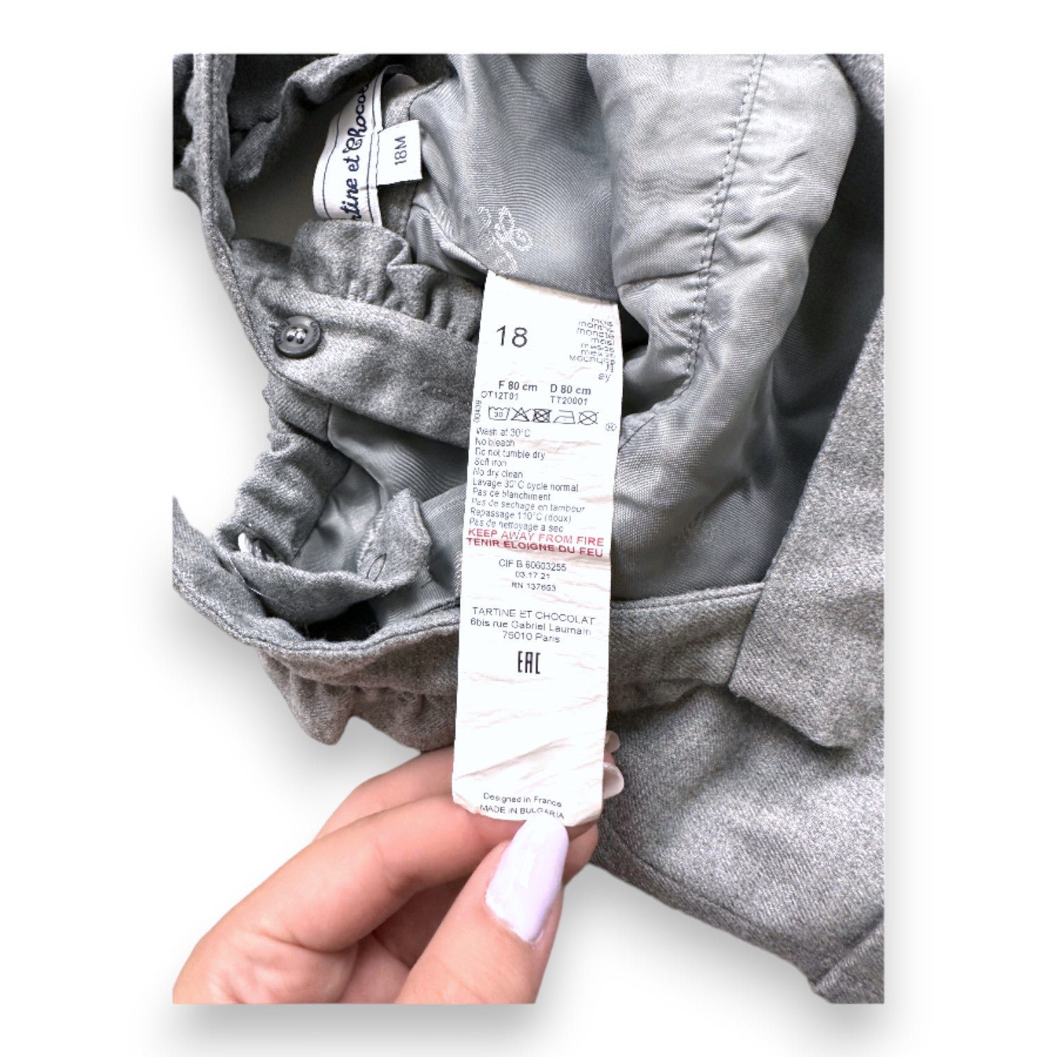 Grey baby overalls - 18 months TARTINE ET CHOCOLAT - seconde-main Grey