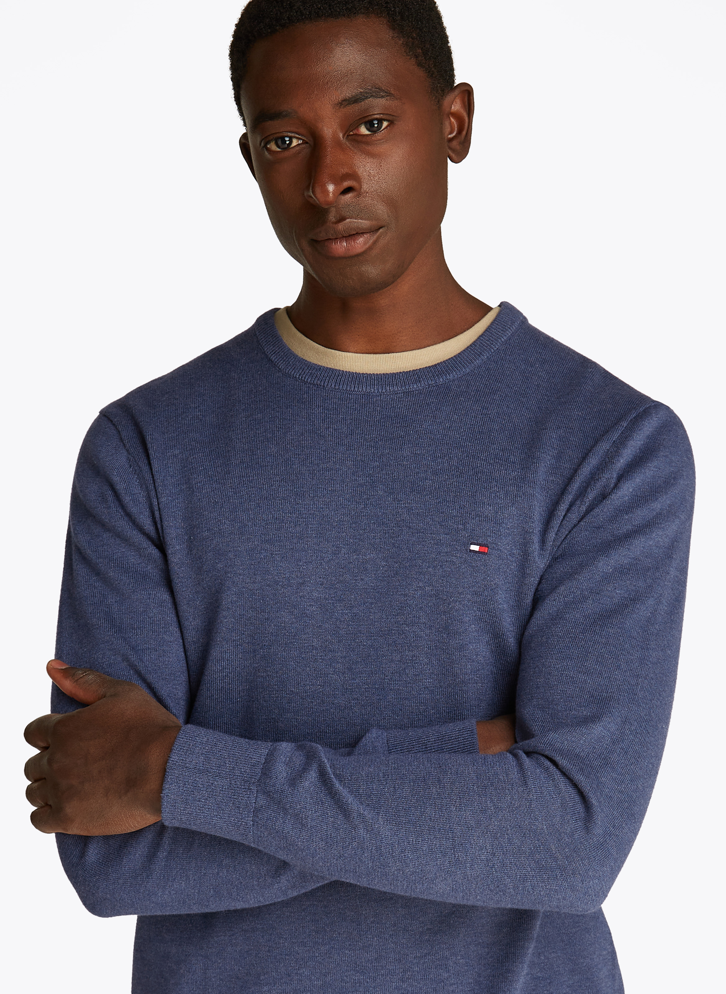 Katoenen tricottrui met ronde hals en fantasieprint TOMMY HILFIGER Blauw