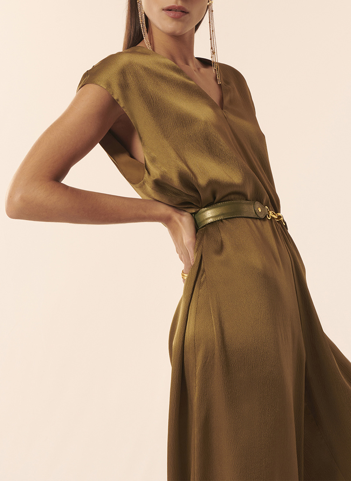 Zijden jumpsuit met wijde broek KARMA KOMA Bruin