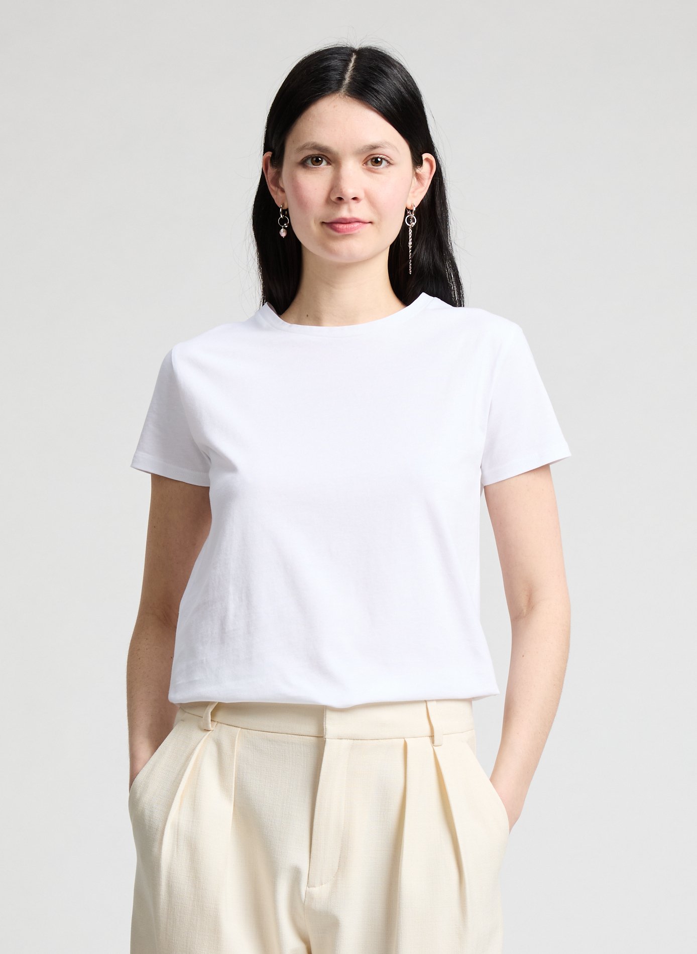 Round-neck cotton T-shirt SAISON 1865 White
