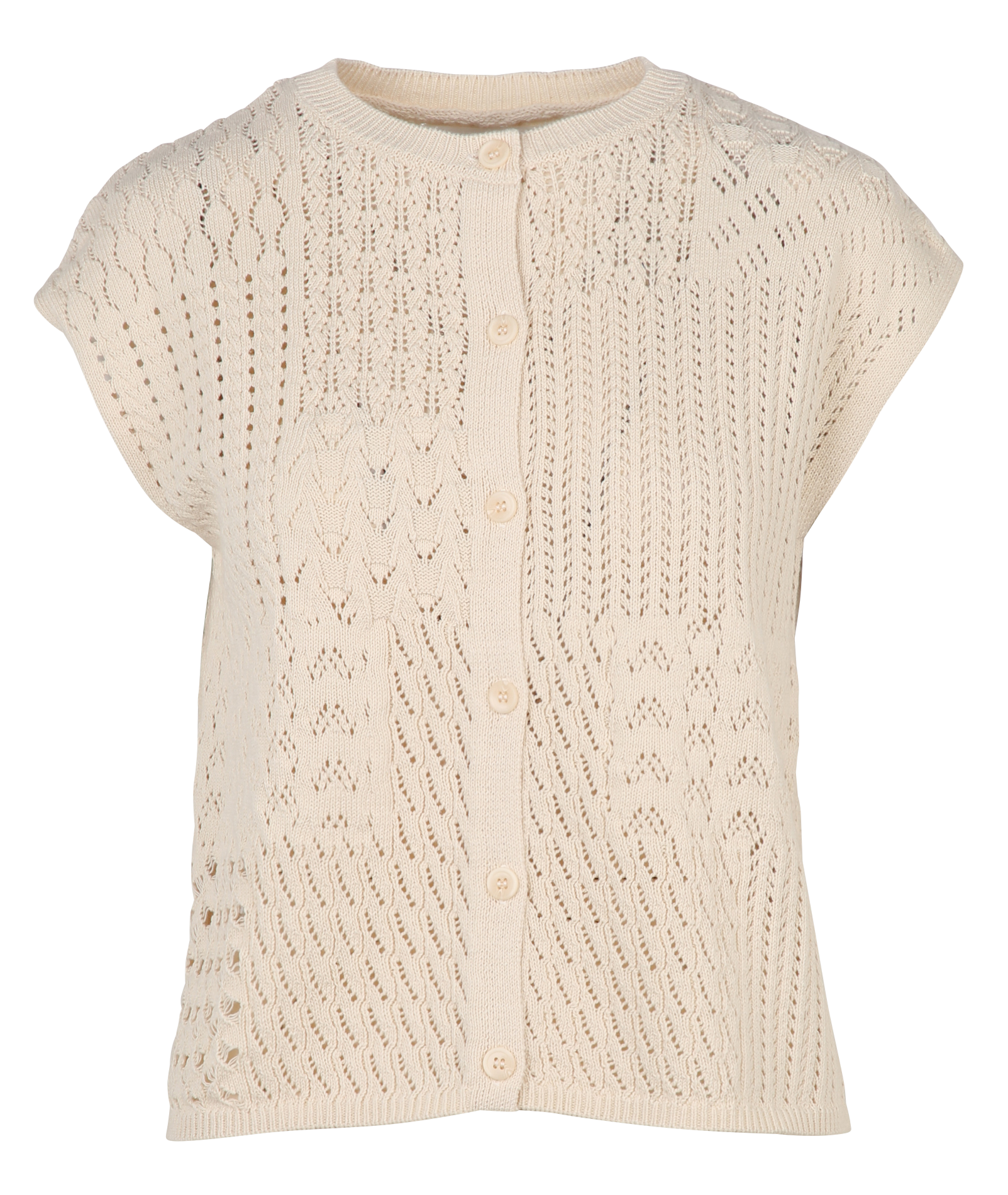 Straight round-neck cotton cardigan SUD EXPRESS Beige