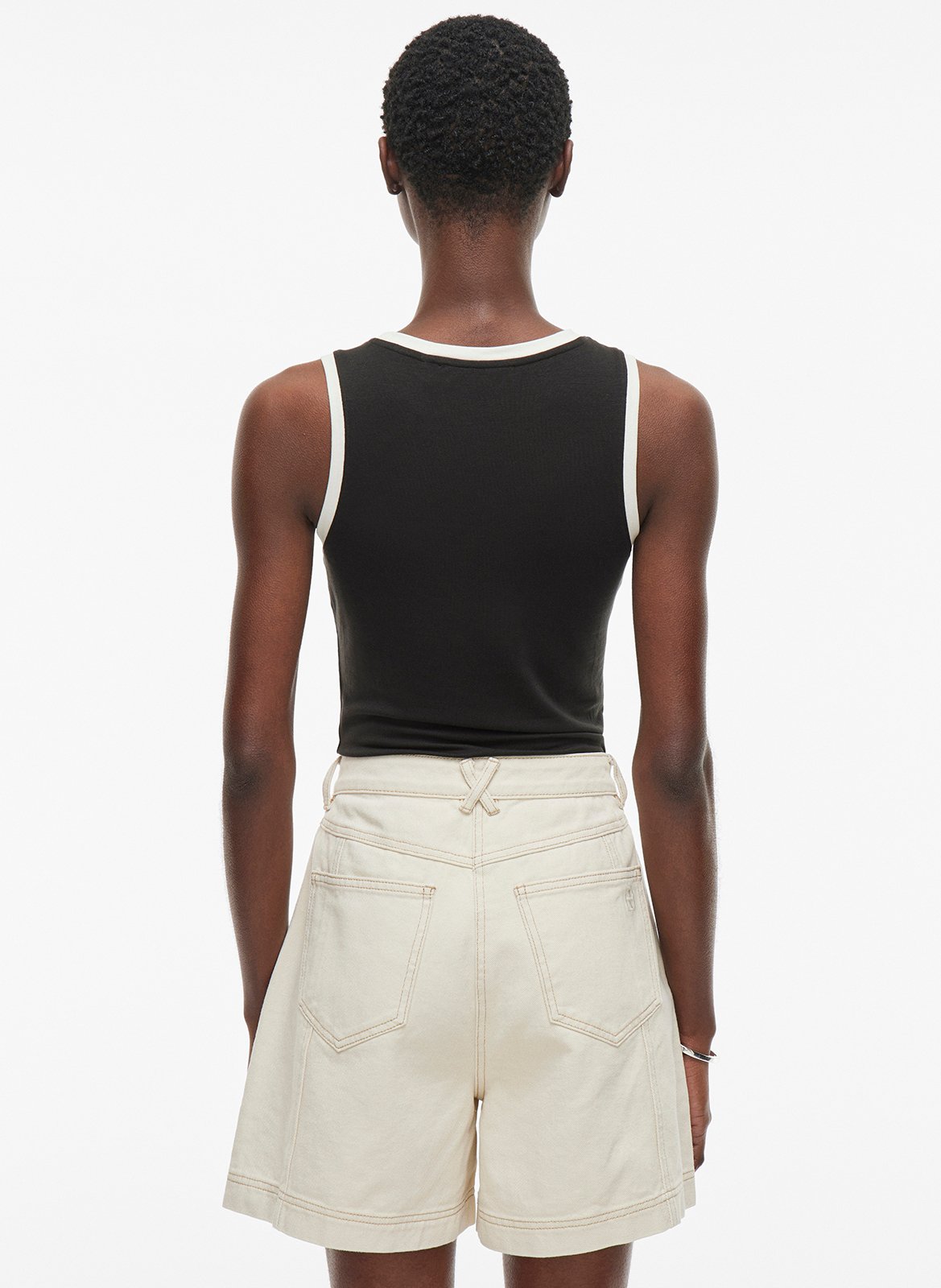 Fitted tank top with contrast edges ROUGE EDIT Grey