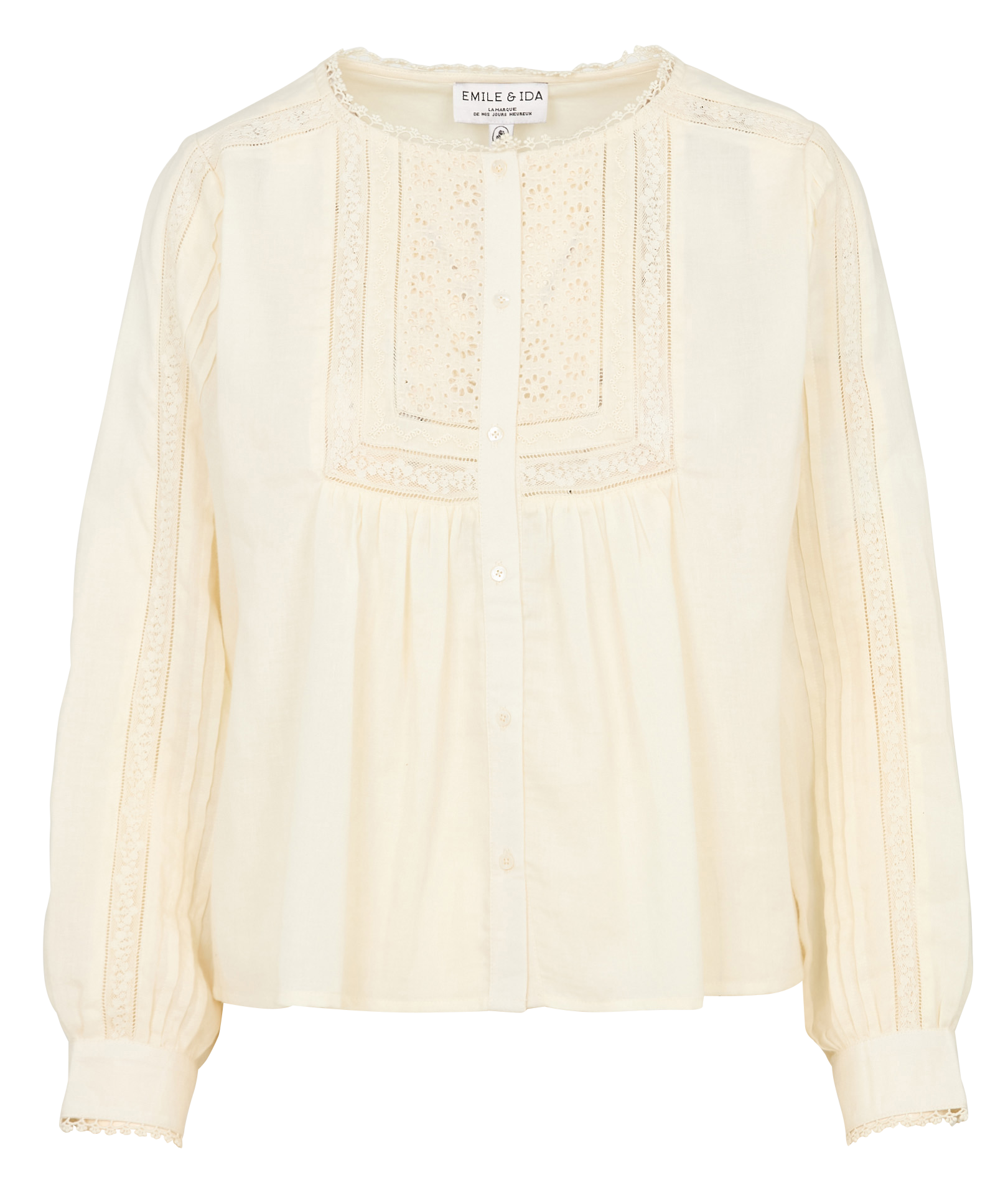 Rundhalsausschnitt-Bluse aus Baumwolle EMILE ET IDA Beige