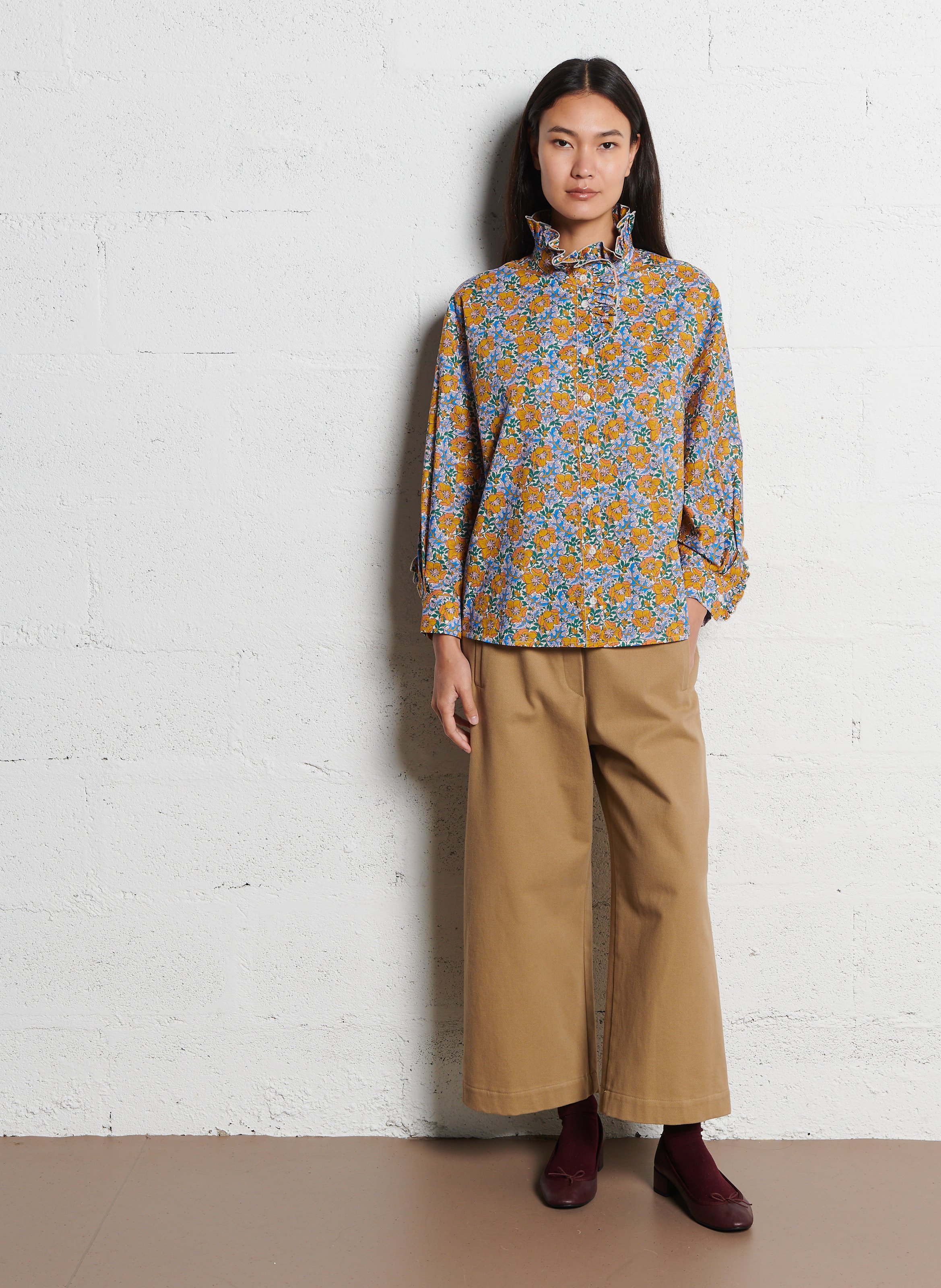 Oversized blouse van katoen met print SUZIE WINKLE Blauw