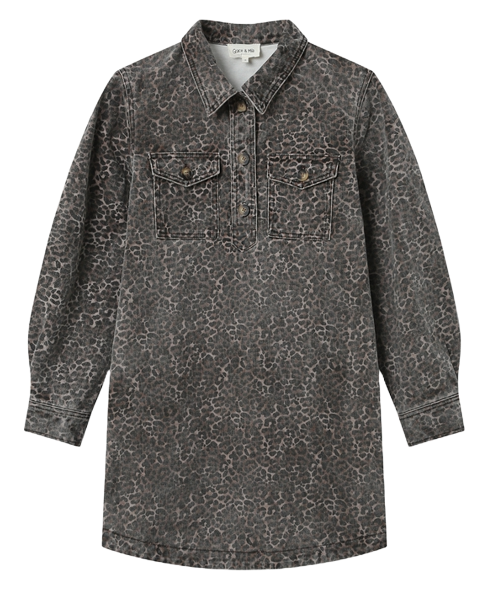 Short cotton dress with classic collar GRACE ET MILA Brown