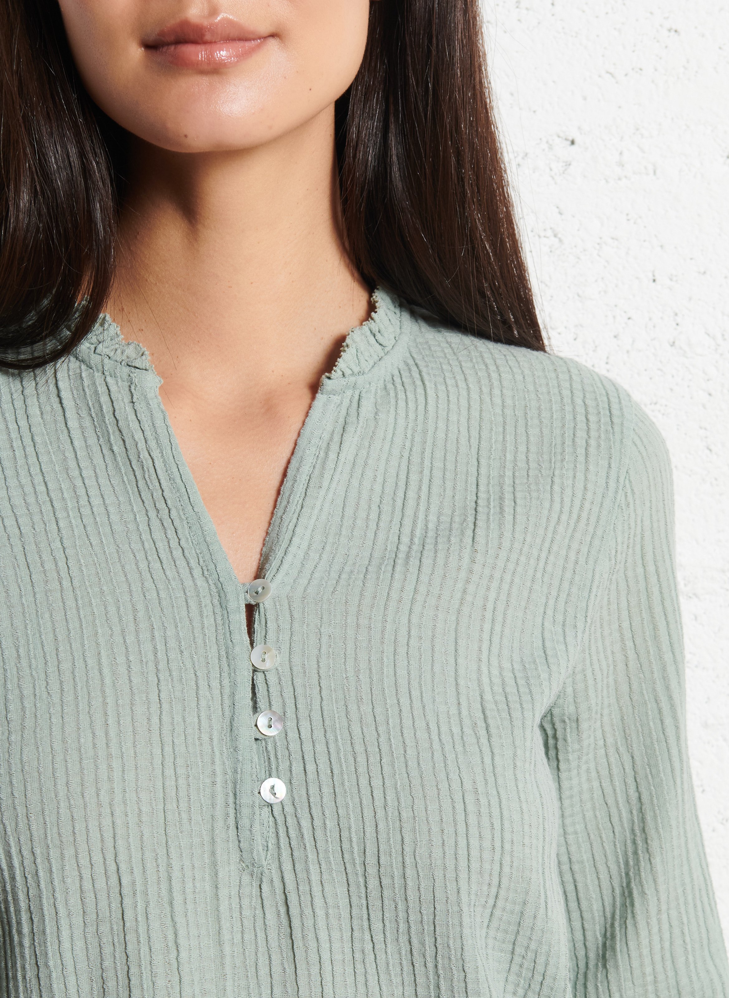 Cotton straight top NICE THINGS Green