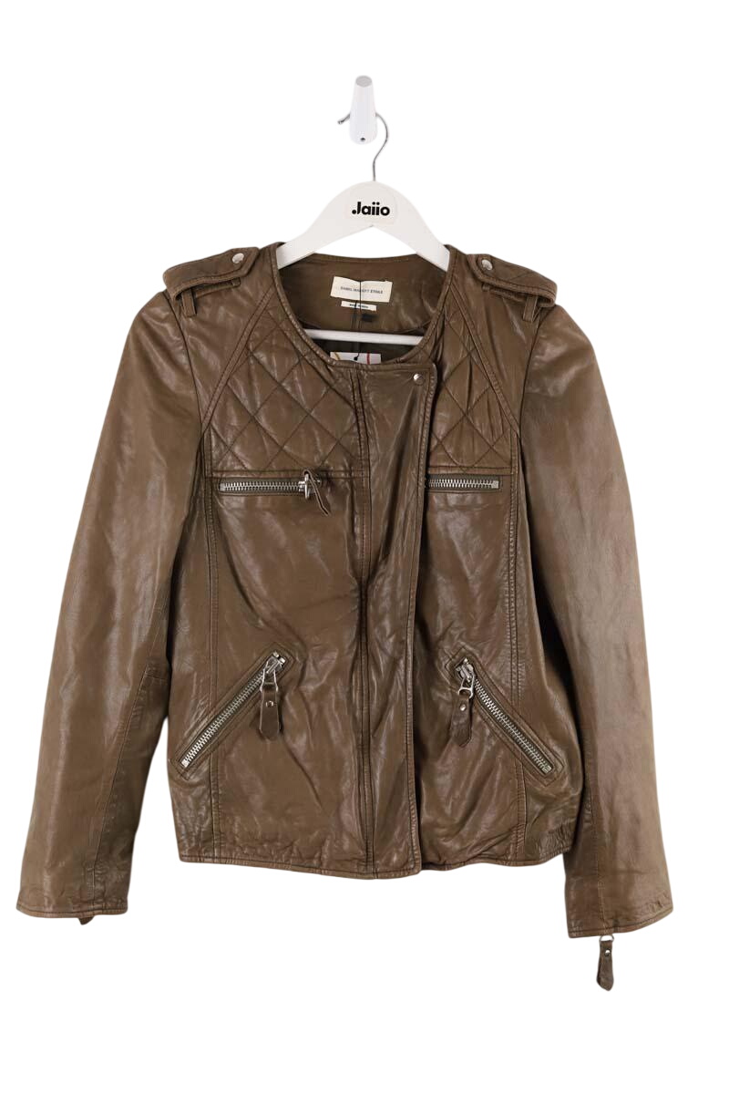 Leather jacket ISABEL MARANT ÉTOILE - SECONDE MAIN Khaki