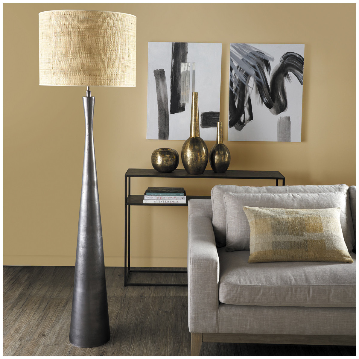 Matte black floor lamp BLANC D'IVOIRE Brown