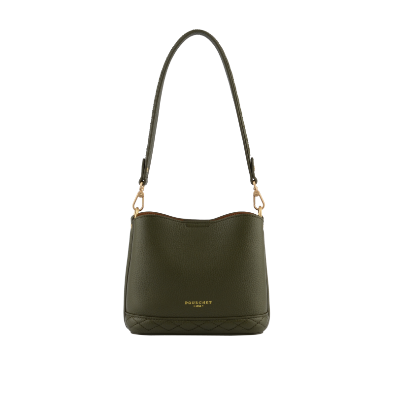 Satchel - cowhide leather POURCHET Khaki