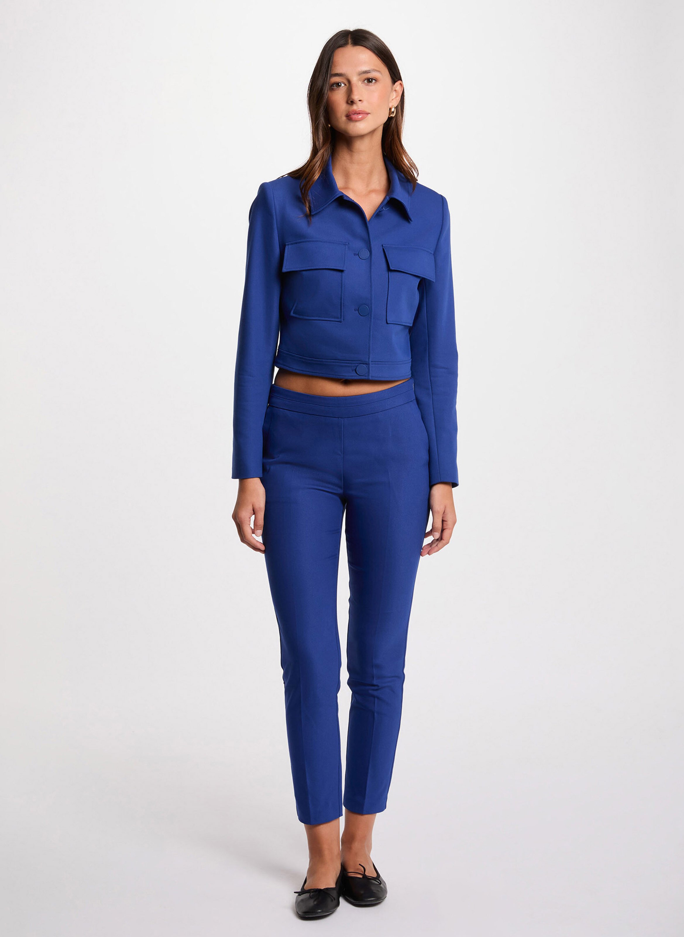 Veste droite en coton mélangé MORGAN Bleu