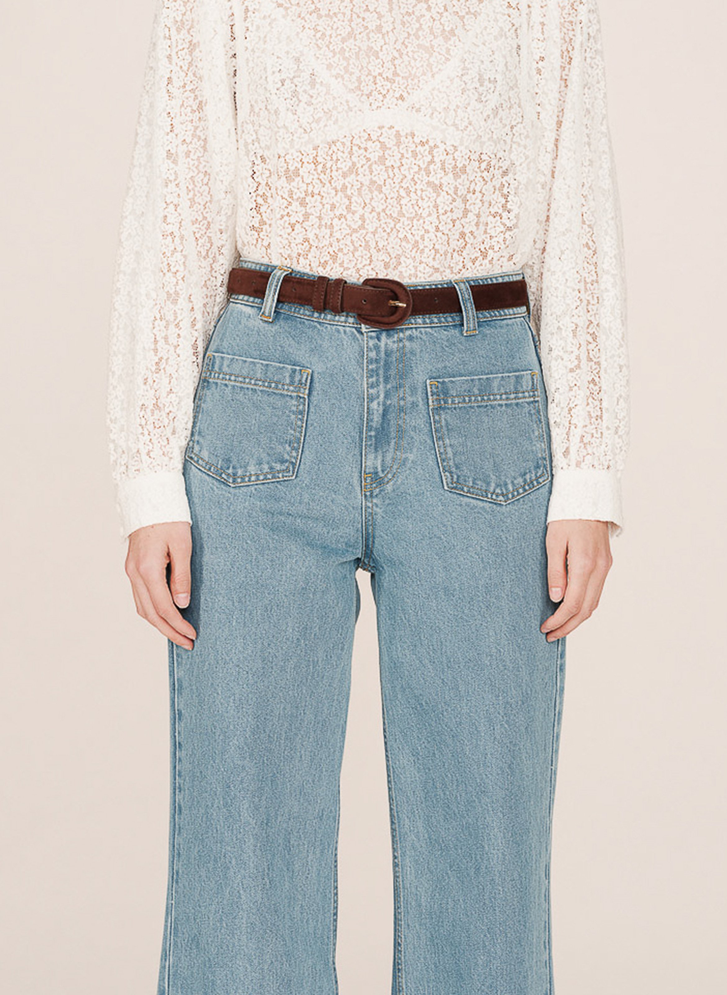 Ceinture à boucle en daim GRACE ET MILA Marron