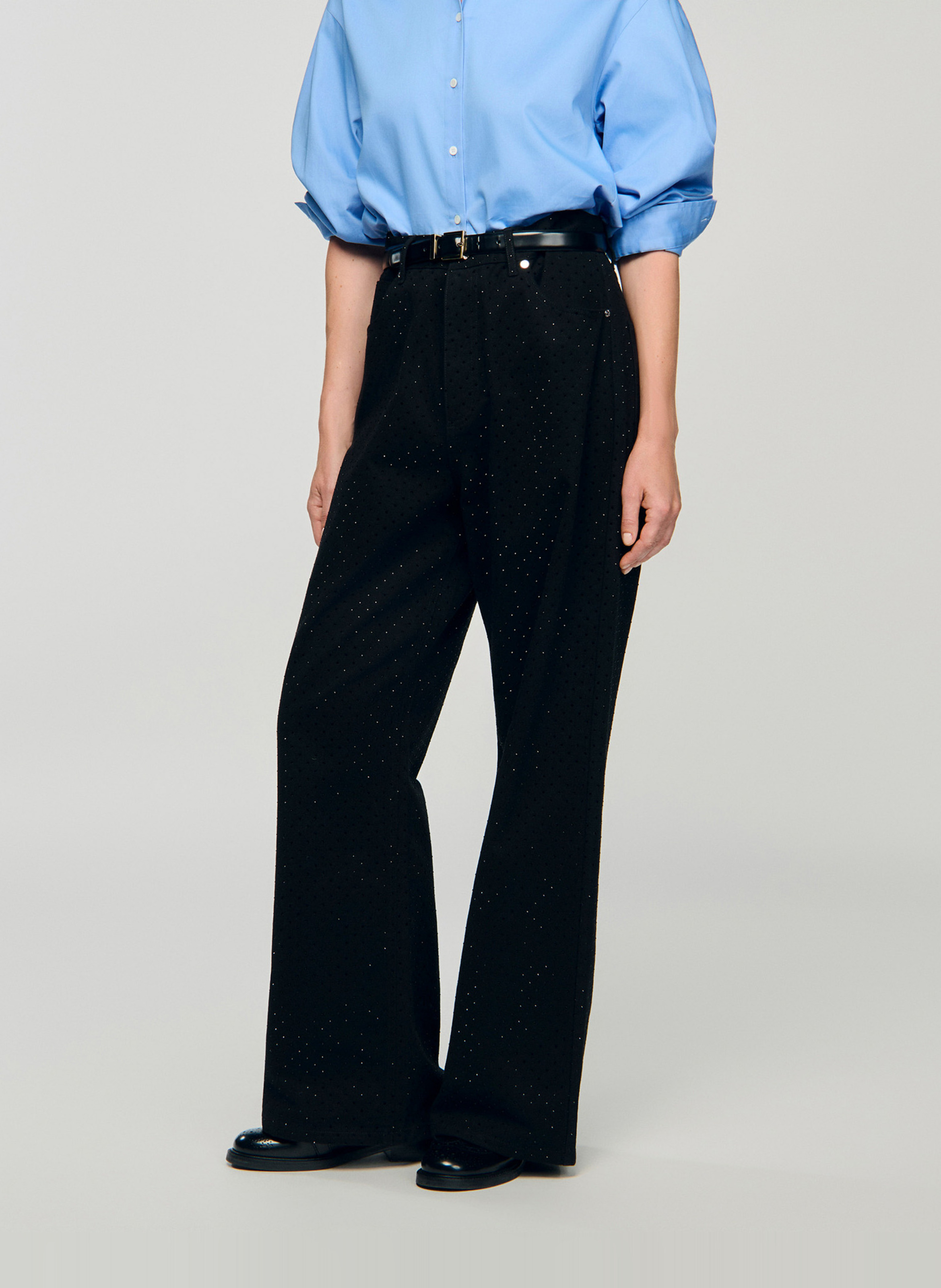 Wide cotton trousers  SANDRO Black
