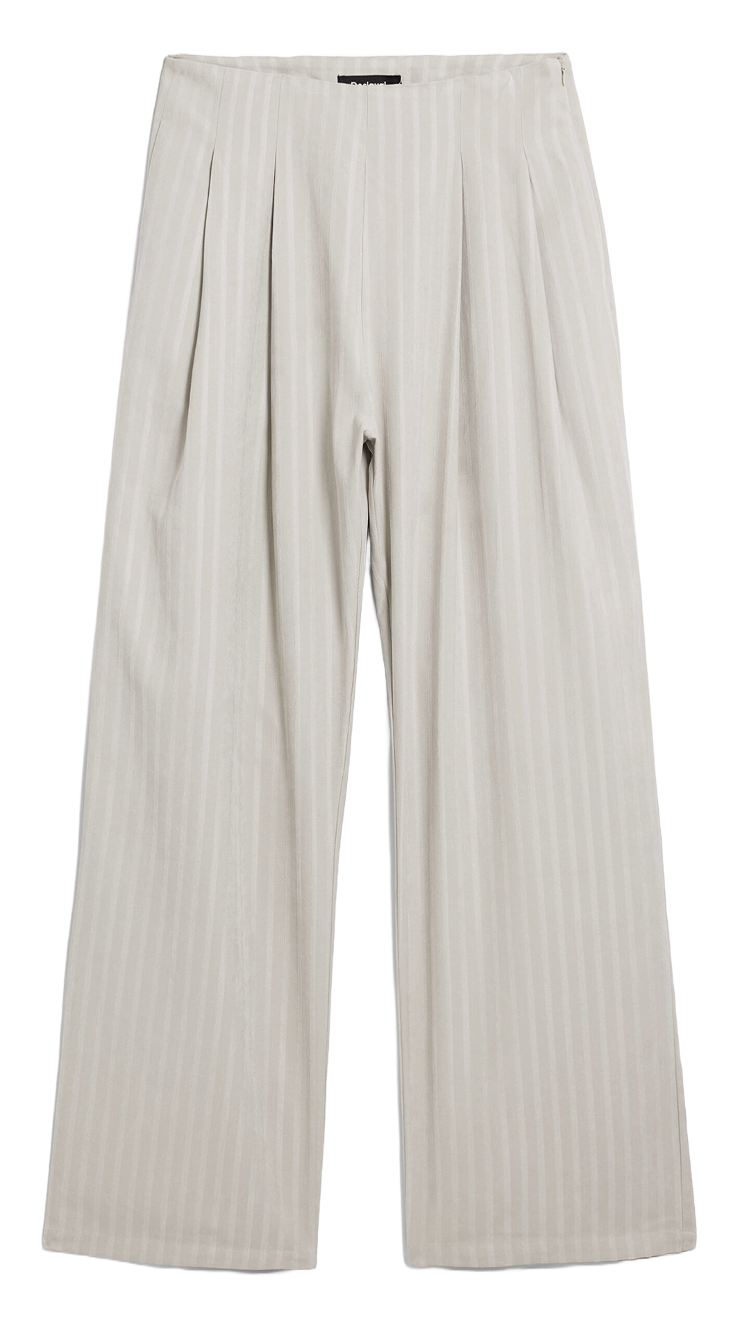 Pantalon droit à pinces rayé DESIGUAL Blanc