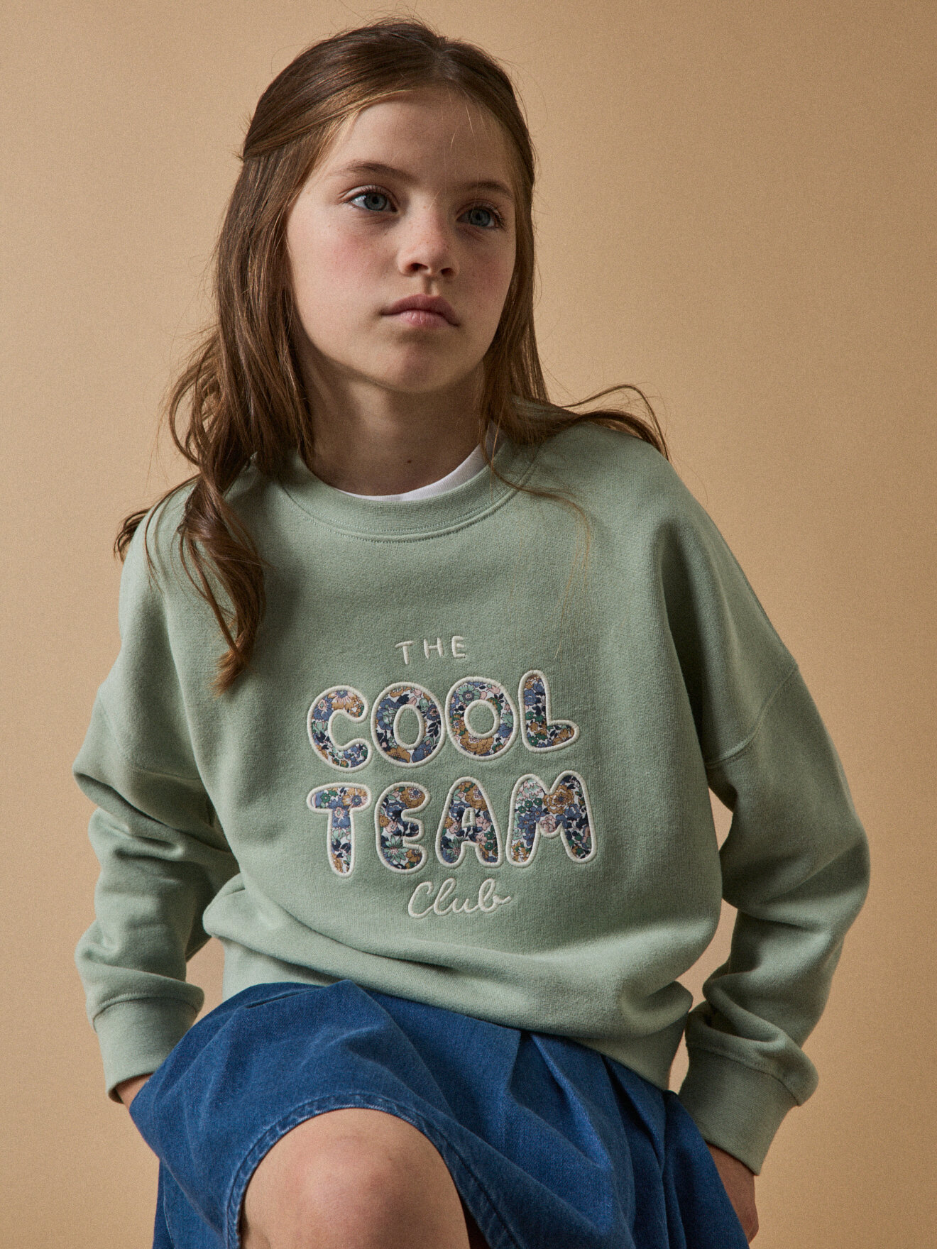 Cool Team sweatshirt in organic cotton Liberty fabric CYRILLUS Green