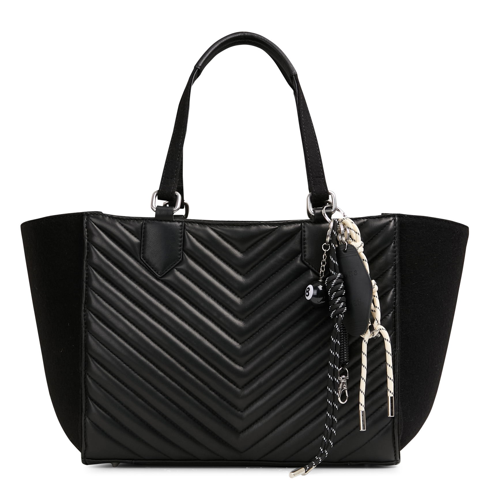 Quilted Chevron Mix Tote IKKS Black
