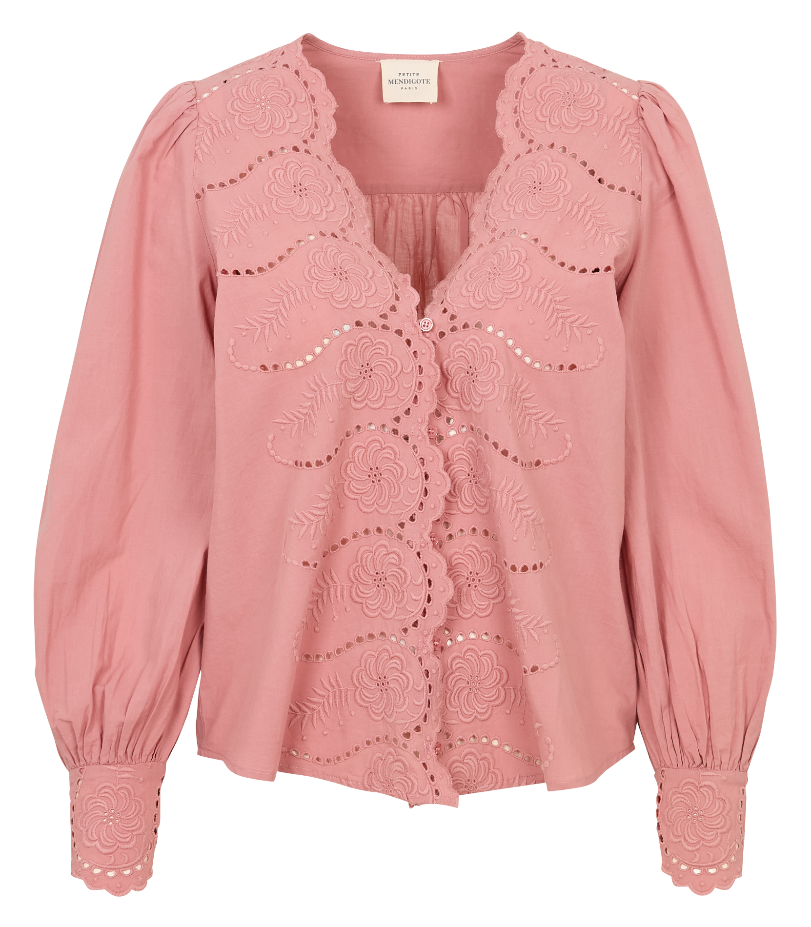 Embroidered cotton straight top PETITE MENDIGOTE Pink