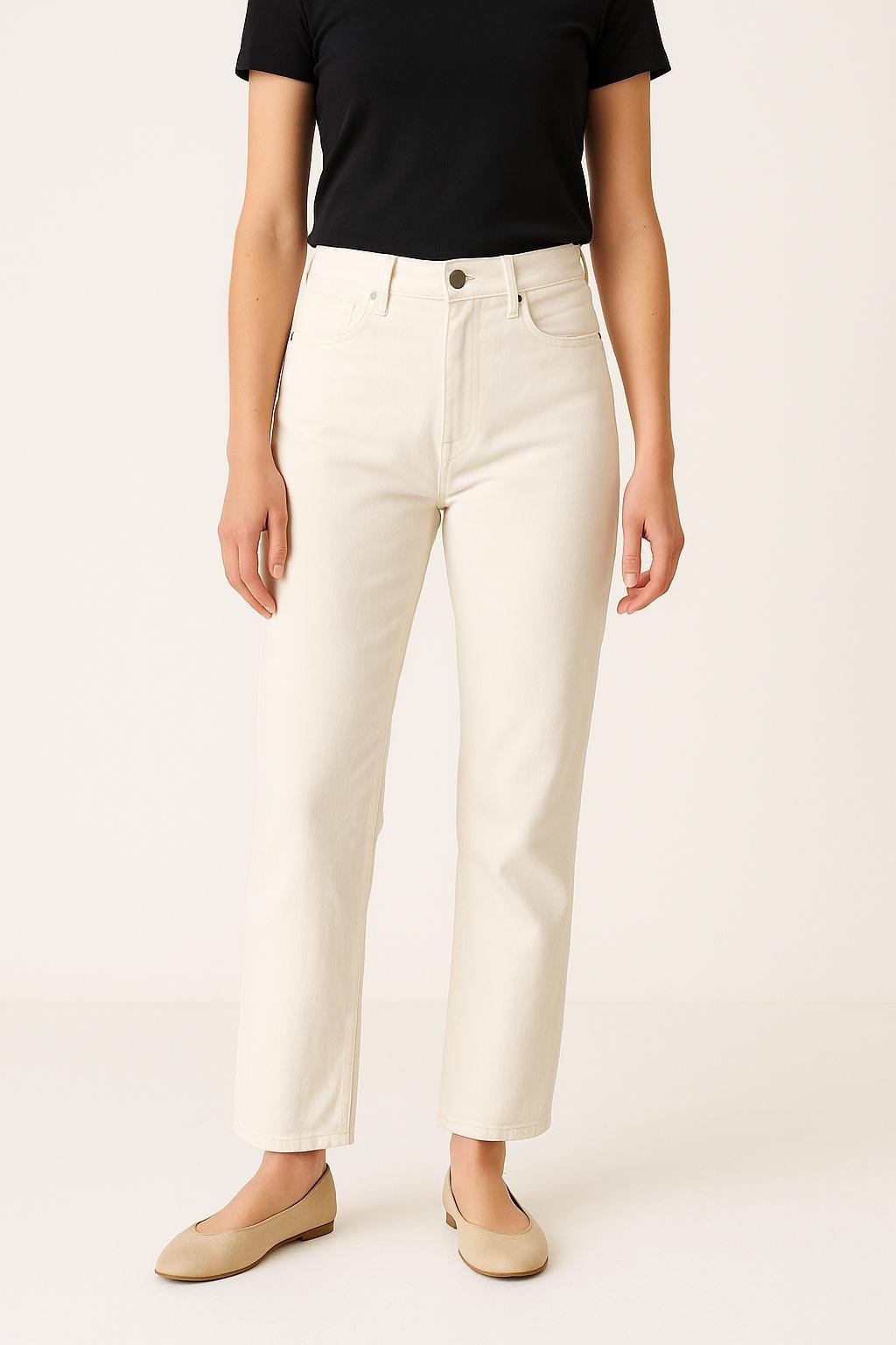 Cropped slim jeans with studs COMPTOIR DES COTONNIERS - Seconde main White