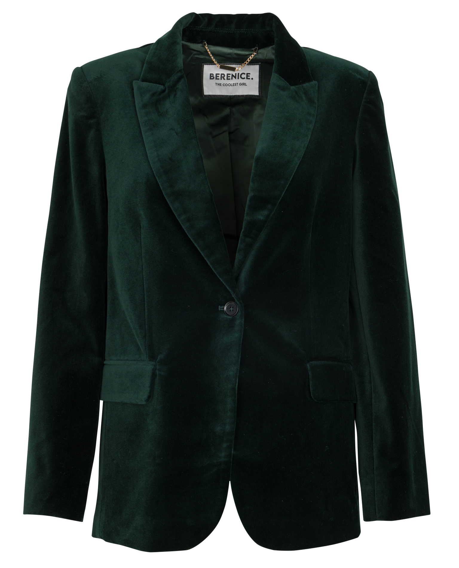 Straight blazer with tailored collar in cotton velvet BERENICE Green