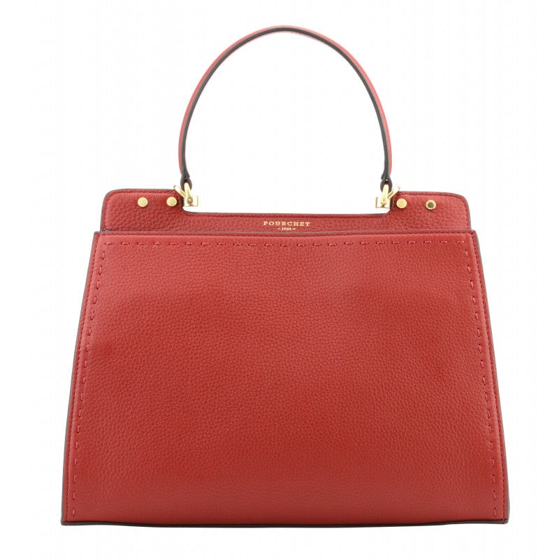 Handbag - cowhide leather POURCHET Red