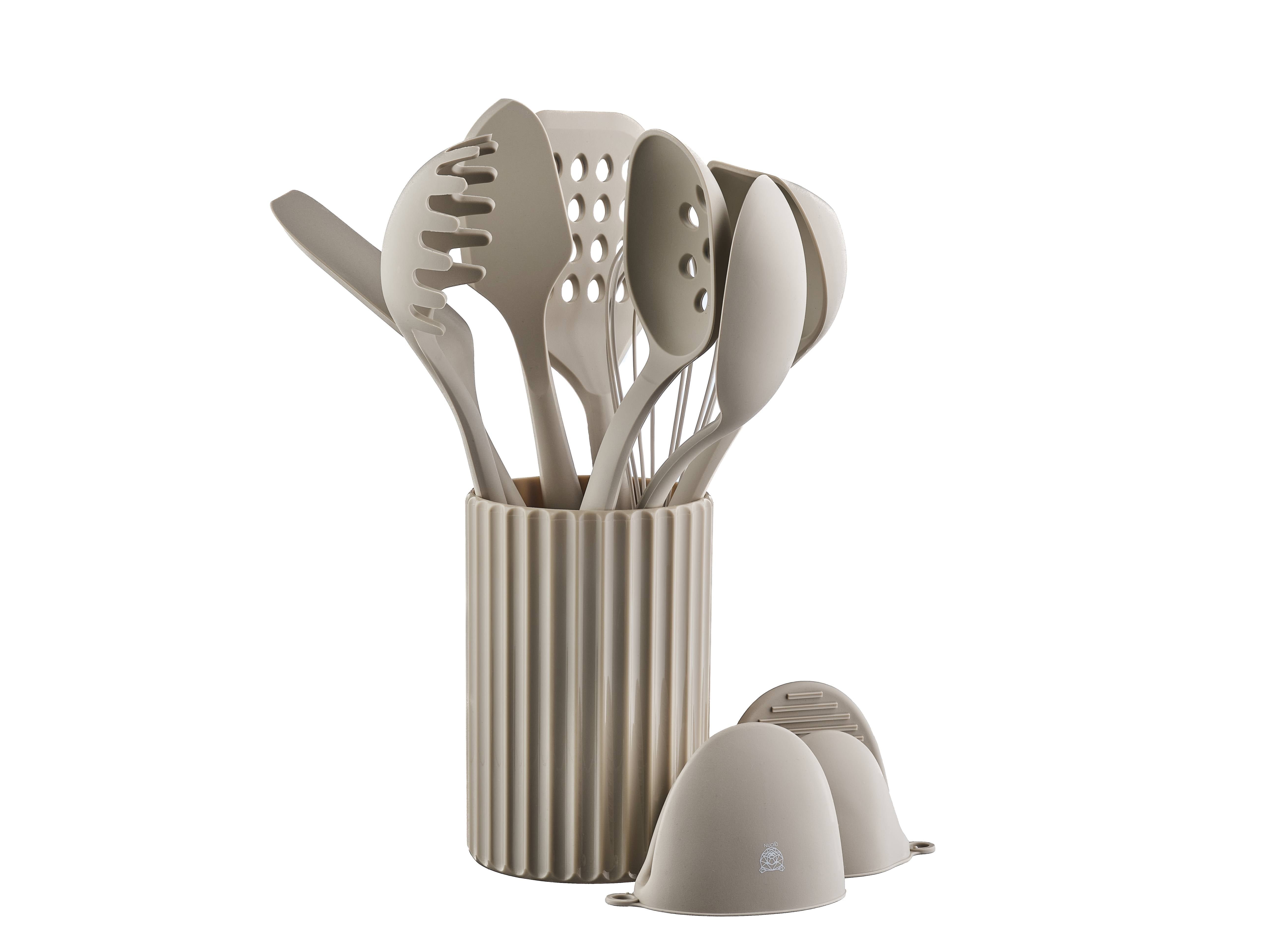 Gunnar Wooden and Silicone Kitchen Utensil Set - 11 pieces BJORN Beige