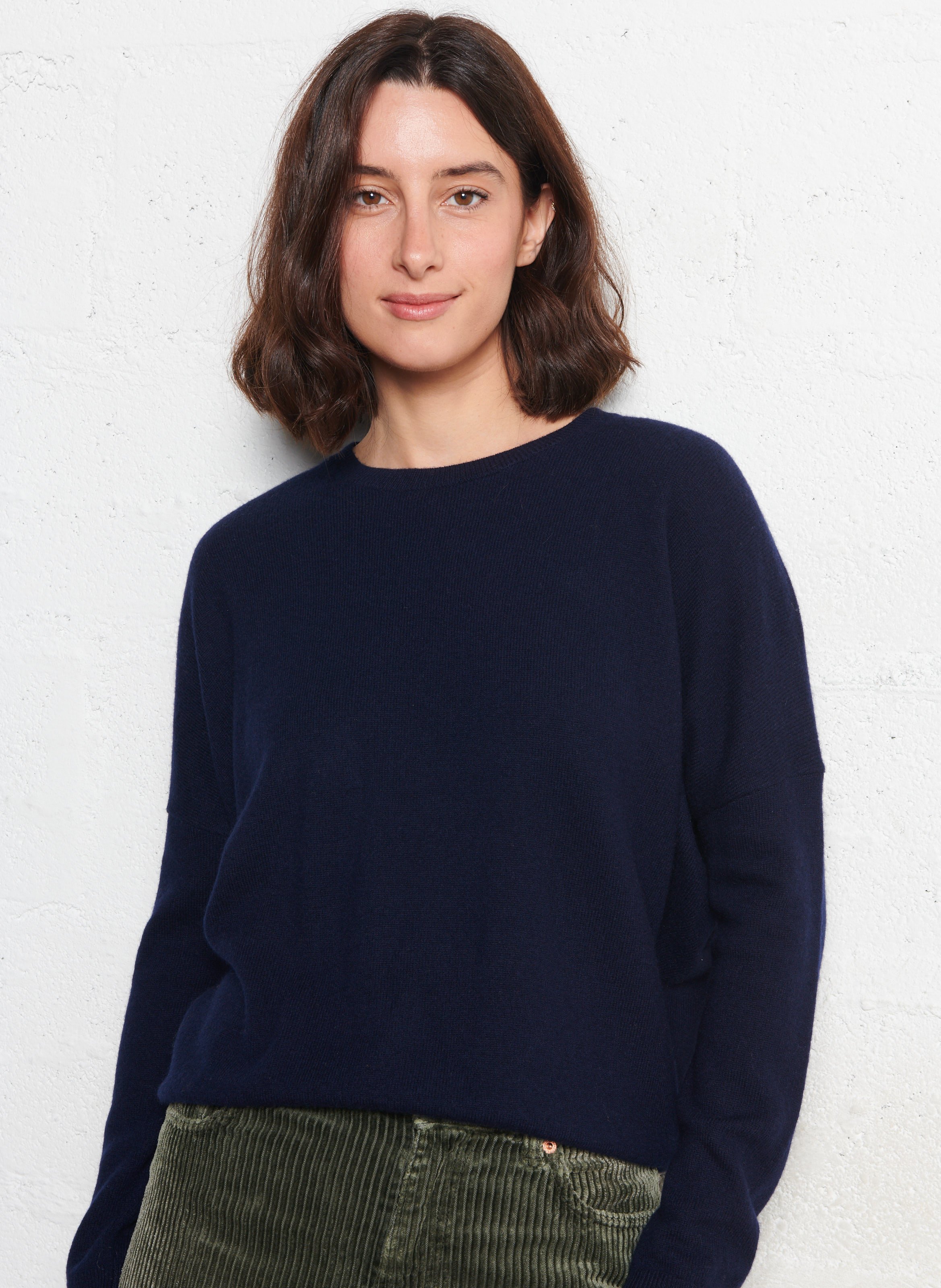 Rundhalsausschnitt-Pullover aus Woll-Kaschmir-Jacquard BERENICE Blau