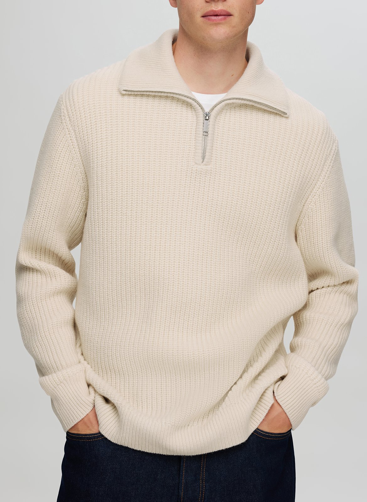 Pull col montant en laine mélangée SELECTED