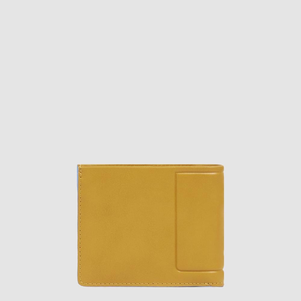 Men's leather wallet with removable ID holder and RFID protection PIQUADRO Yellow