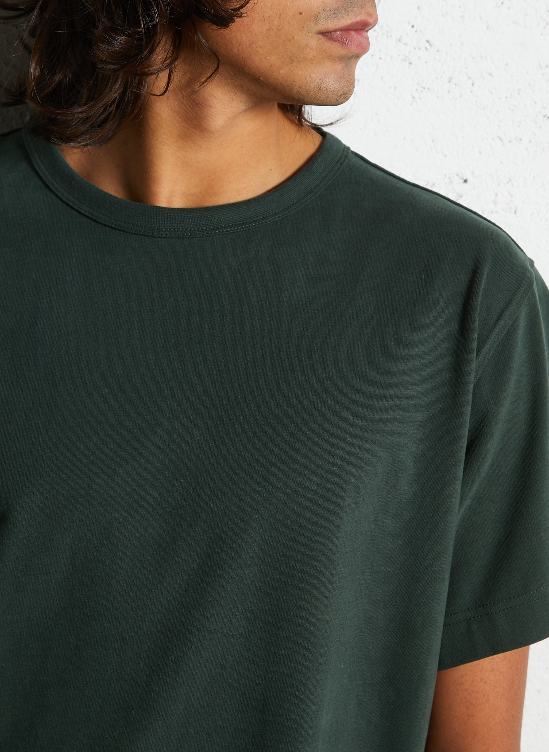Tee-shirt col rond en coton organique SELECTED Vert